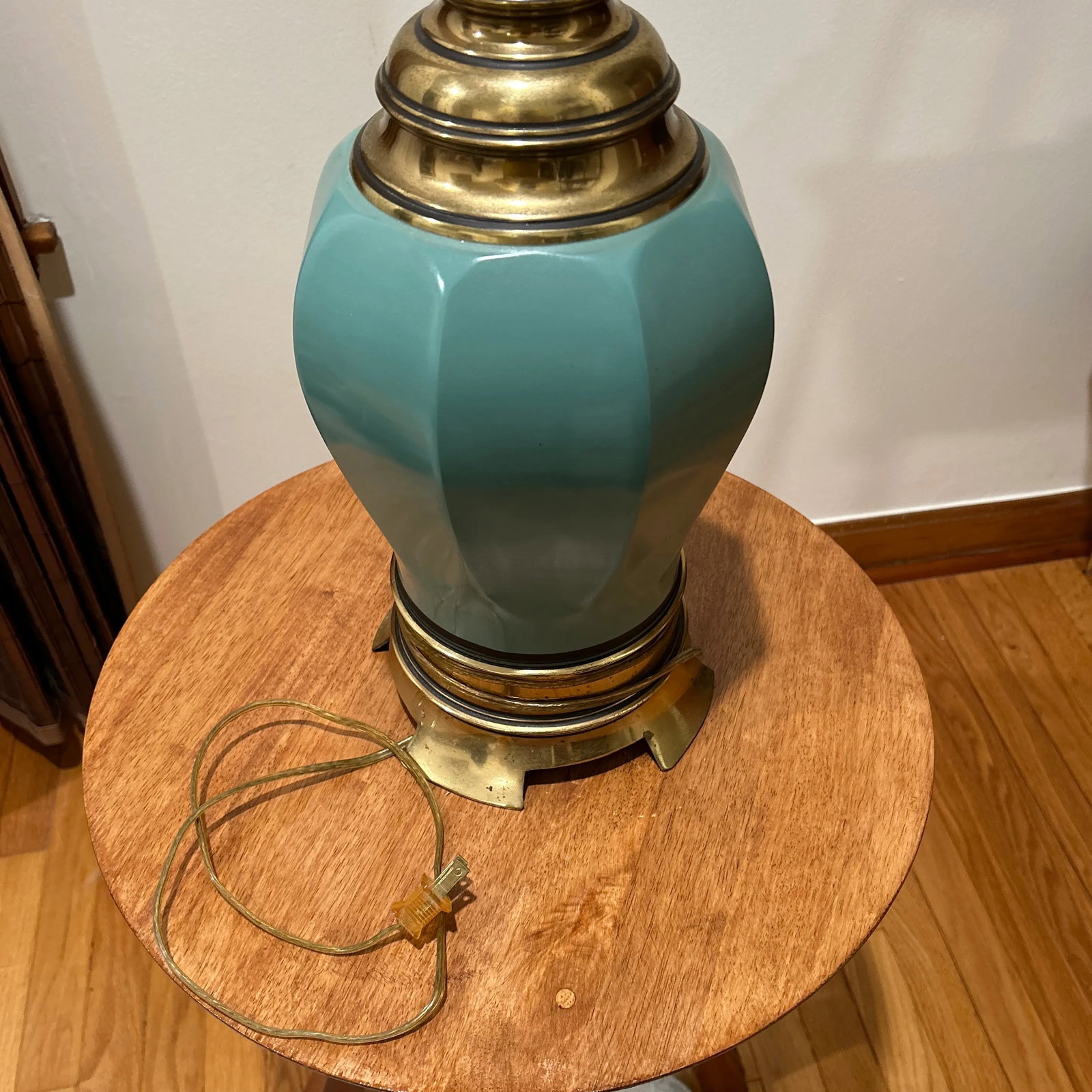 Mid 20th Century French Cerulean Reverse Ceramic Table Lamp - 12