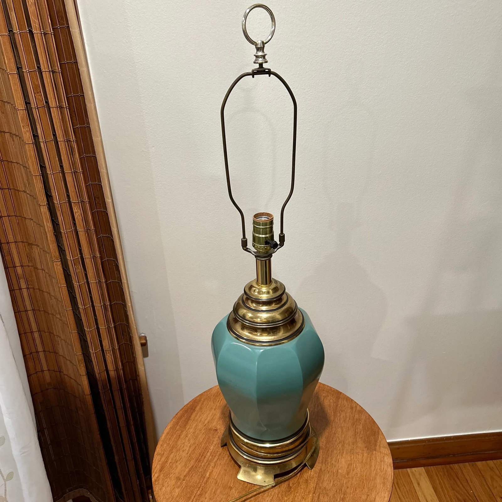 Mid 20th Century French Cerulean Reverse Ceramic Table Lamp - 13