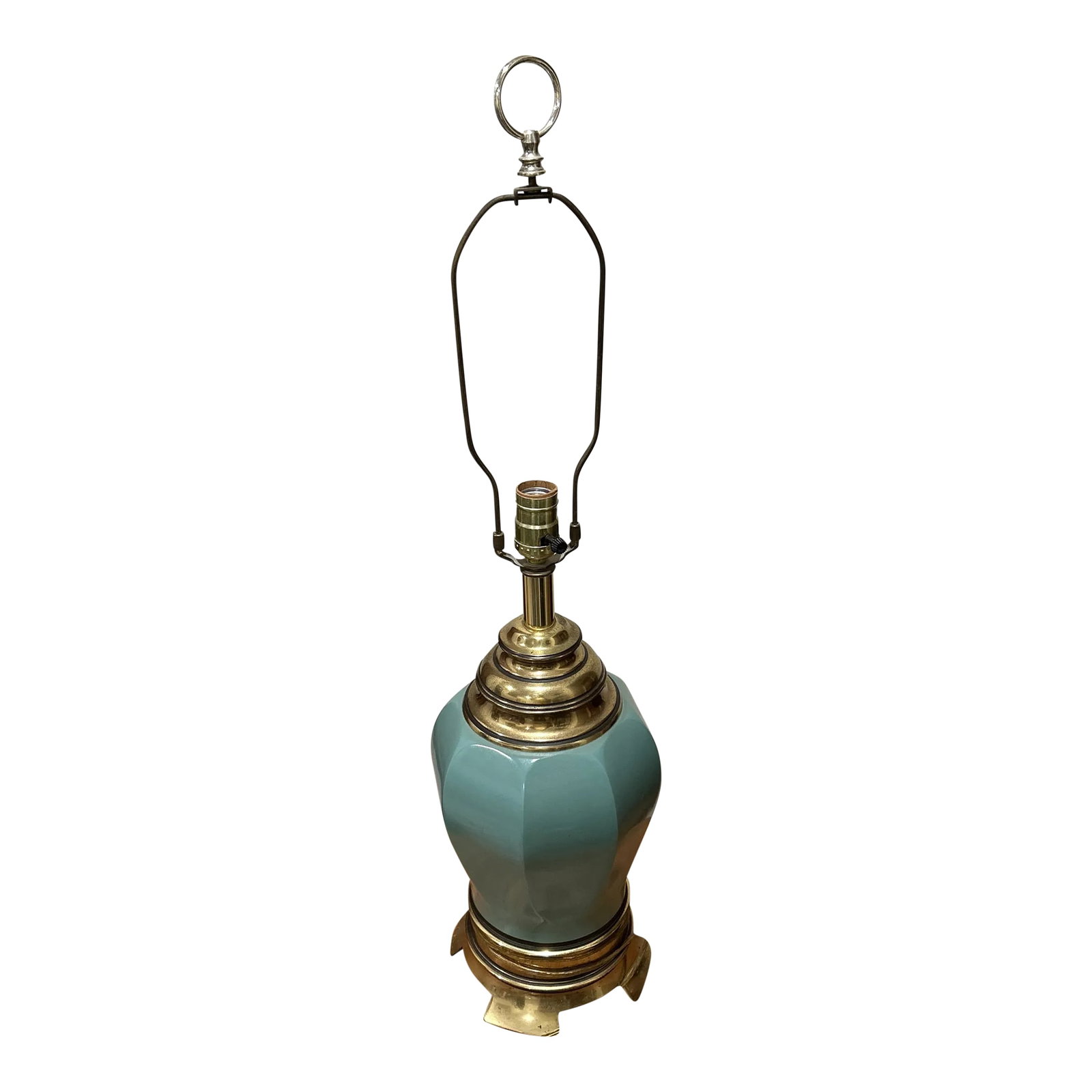 Mid 20th Century French Cerulean Reverse Ceramic Table Lamp (1 of 13)