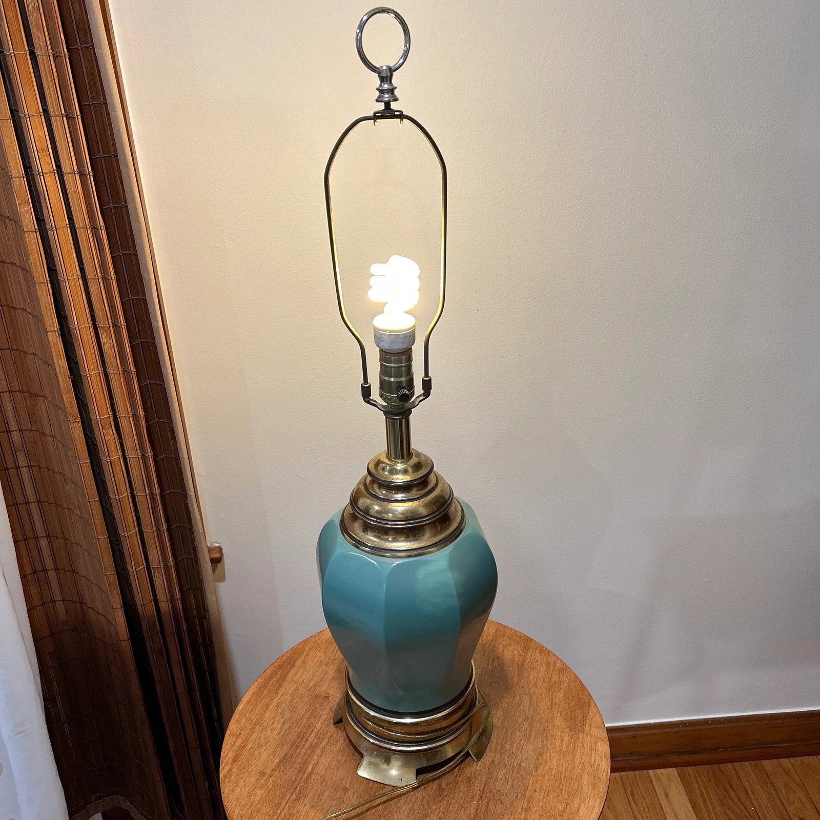 Mid 20th Century French Cerulean Reverse Ceramic Table Lamp - 2