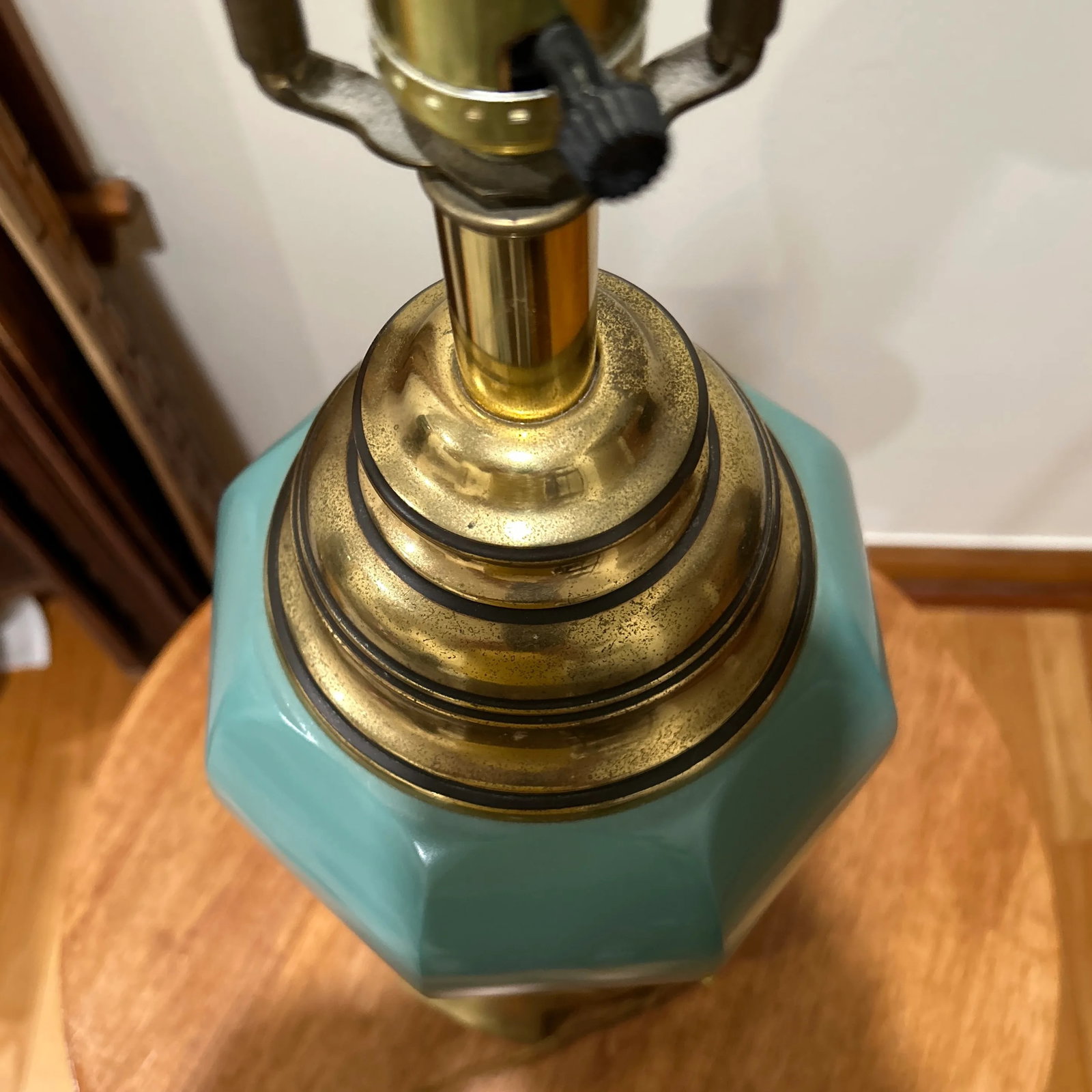 Mid 20th Century French Cerulean Reverse Ceramic Table Lamp - 6
