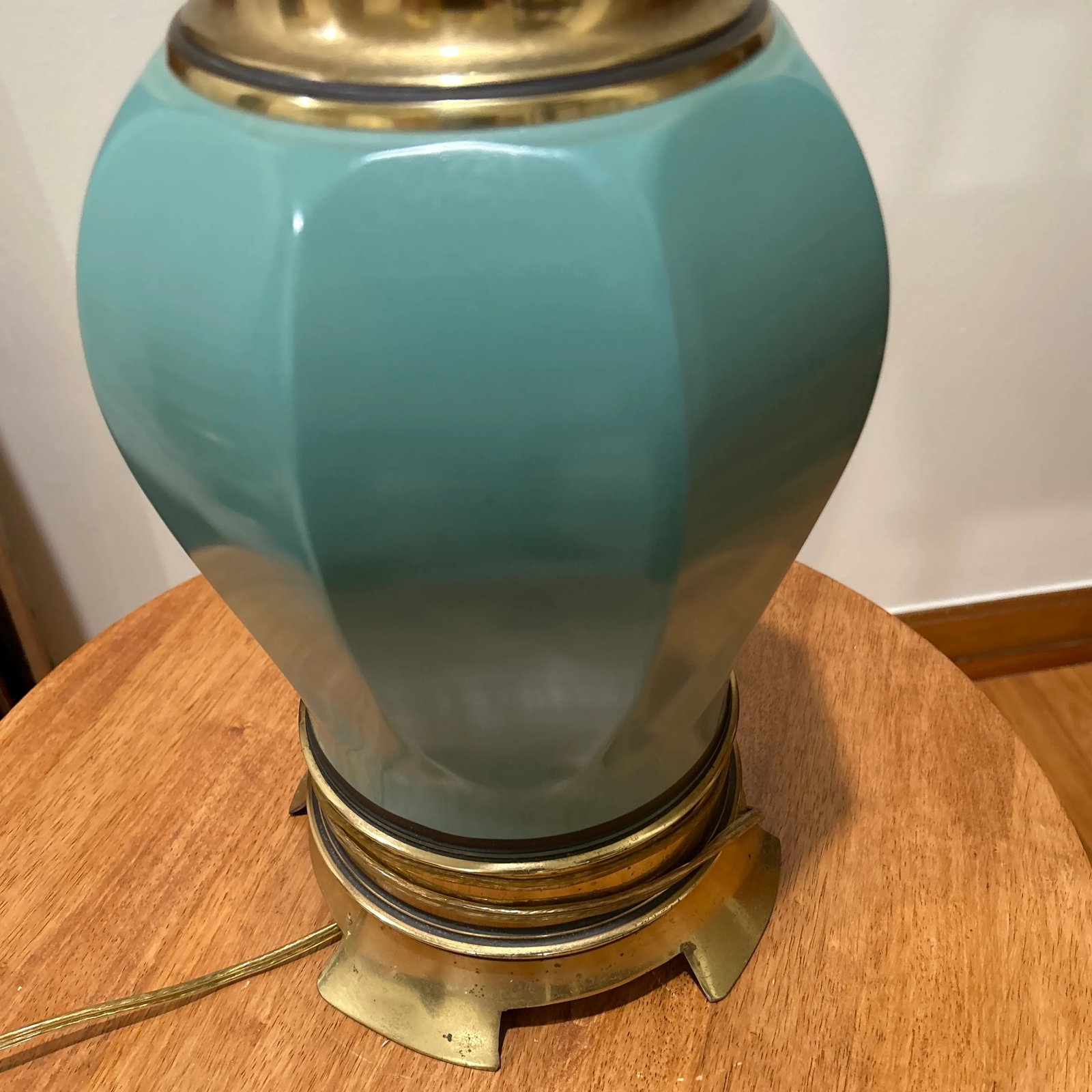 Mid 20th Century French Cerulean Reverse Ceramic Table Lamp - 9