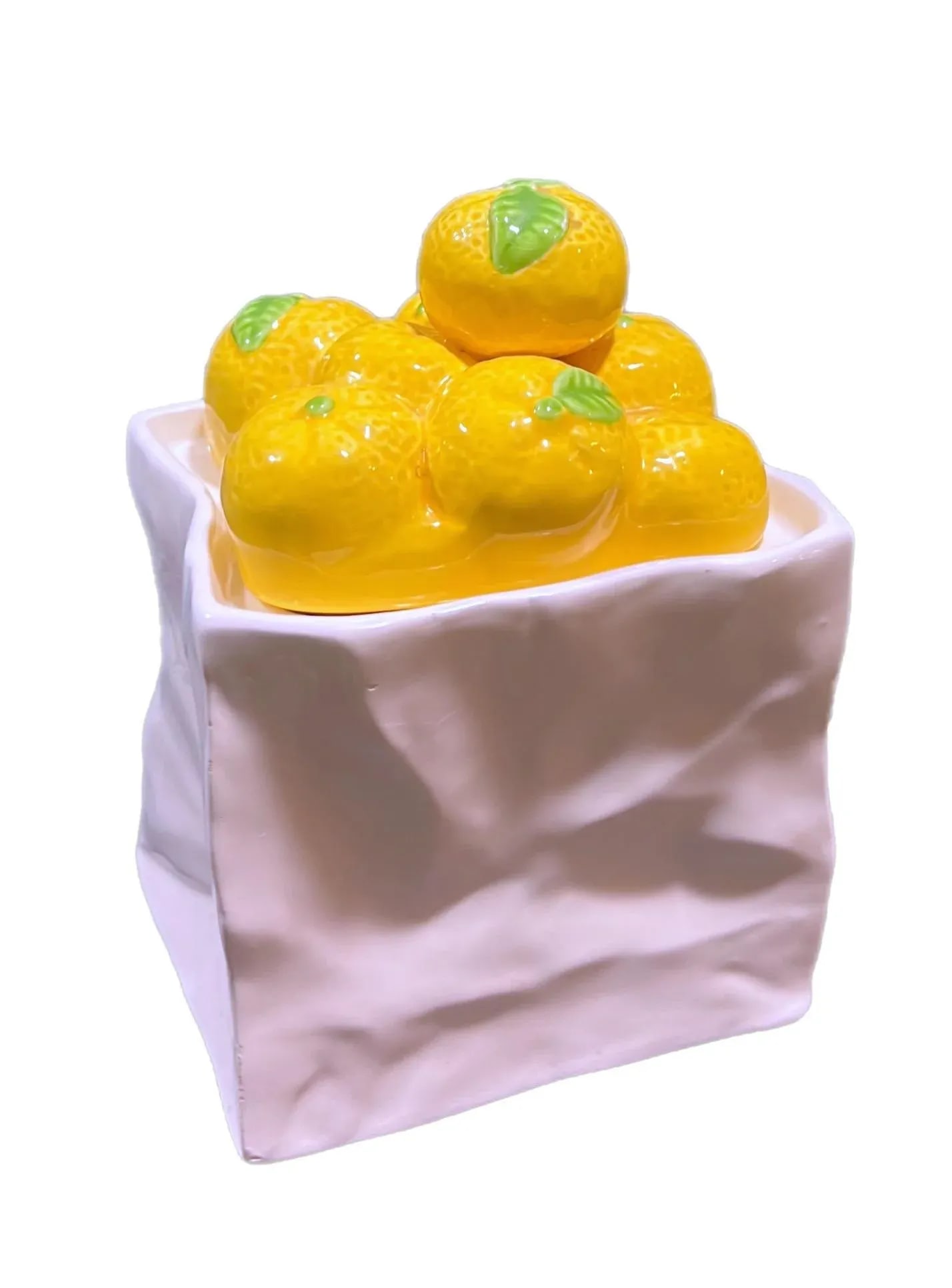 Vintage 1980s Italian Style Ceramic Paper Bag With Lemons - 2