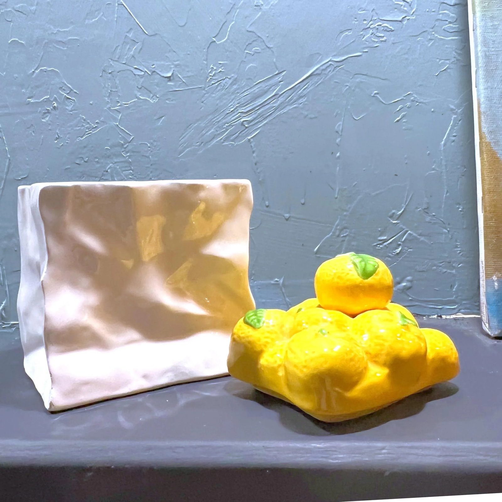 Vintage 1980s Italian Style Ceramic Paper Bag With Lemons - 9