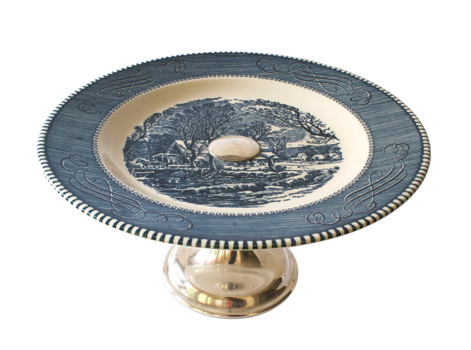Mid 20th Century Currier & Ives Cake Stand - 5
