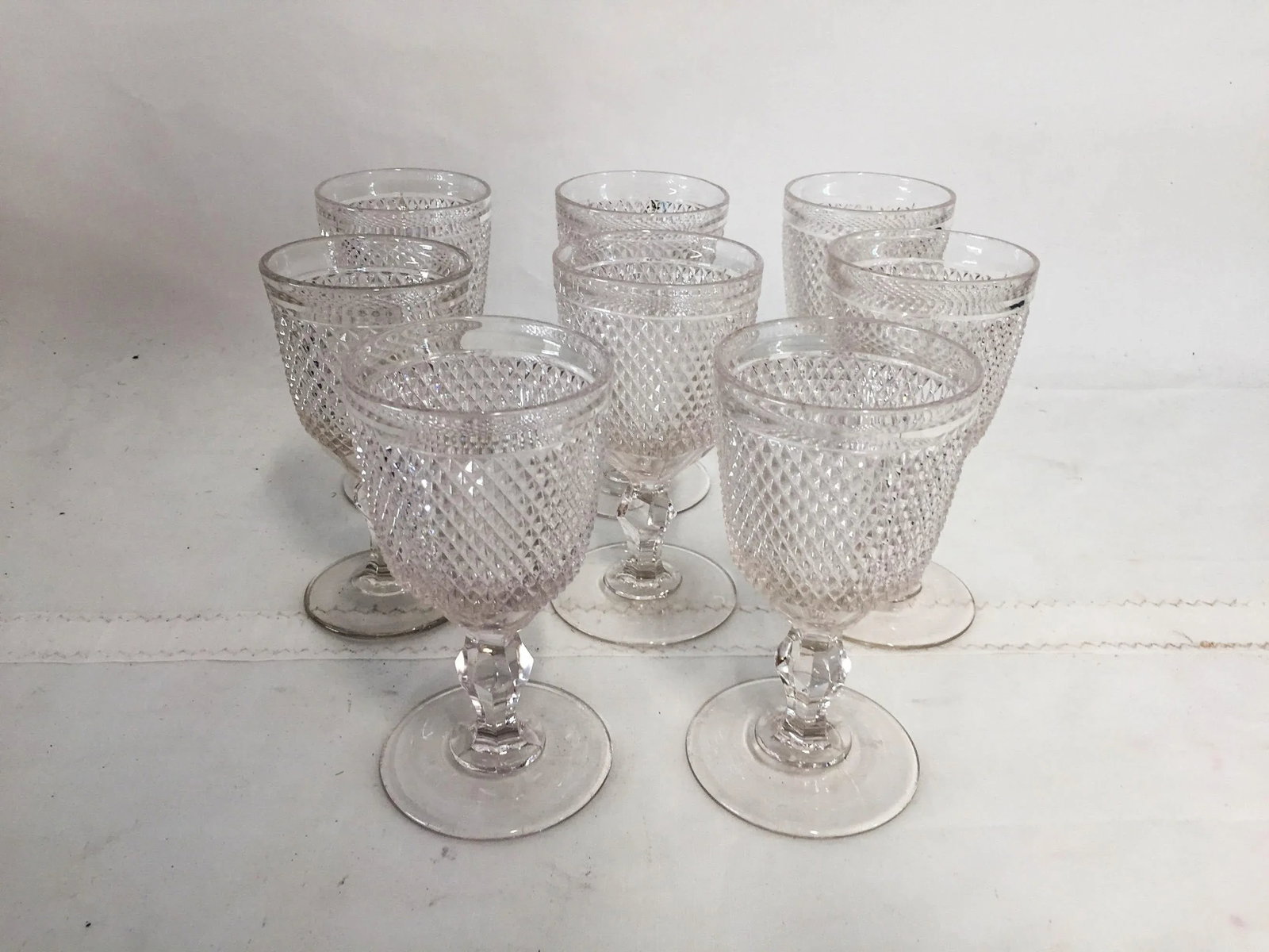 Vintage American Saw-Tooth Pattern Glass Goblets - Set of 8 - 2