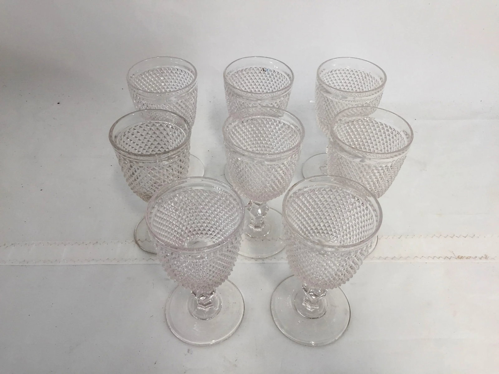 Vintage American Saw-Tooth Pattern Glass Goblets - Set of 8 - 3