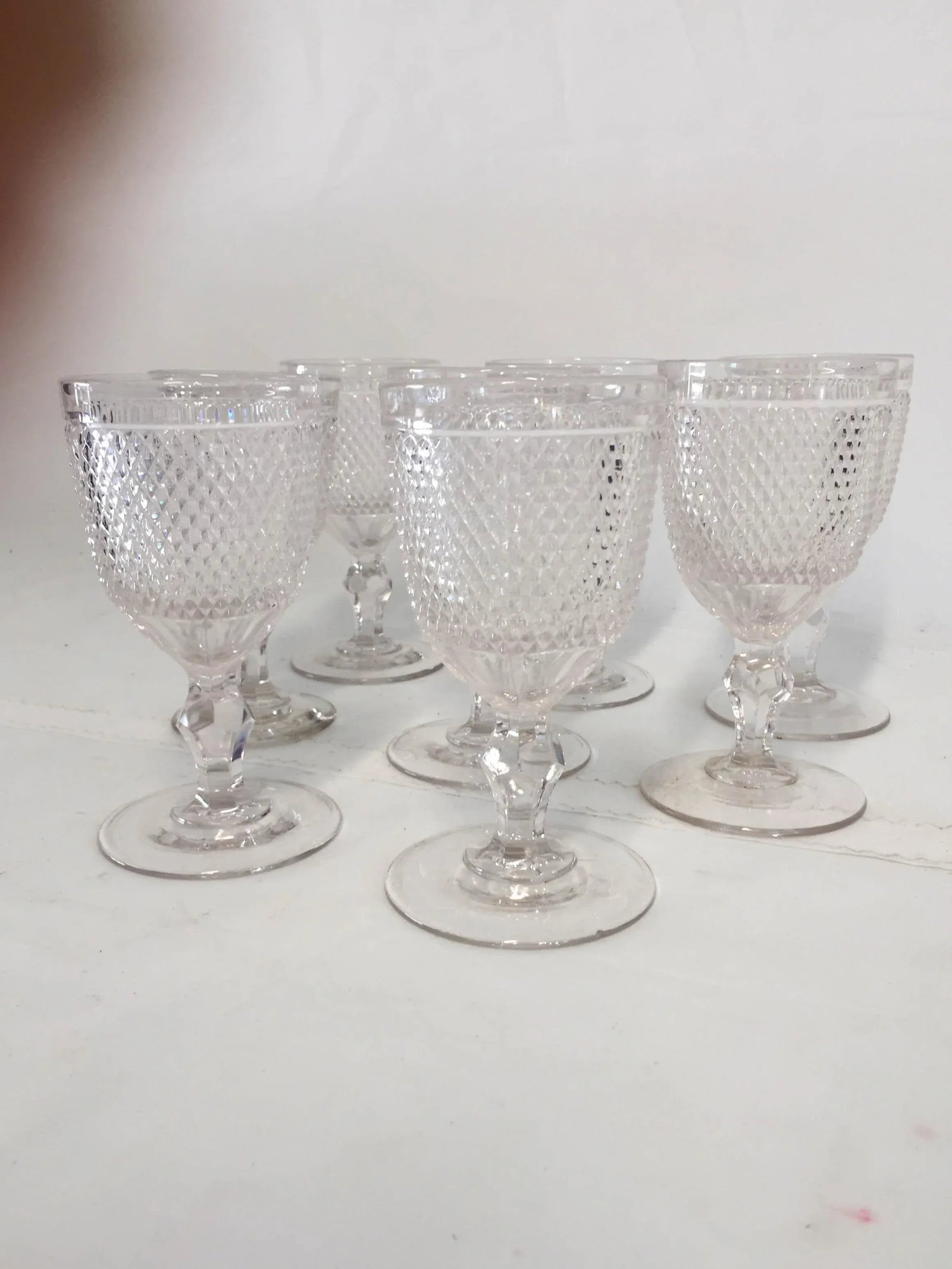 Vintage American Saw-Tooth Pattern Glass Goblets - Set of 8 - 4