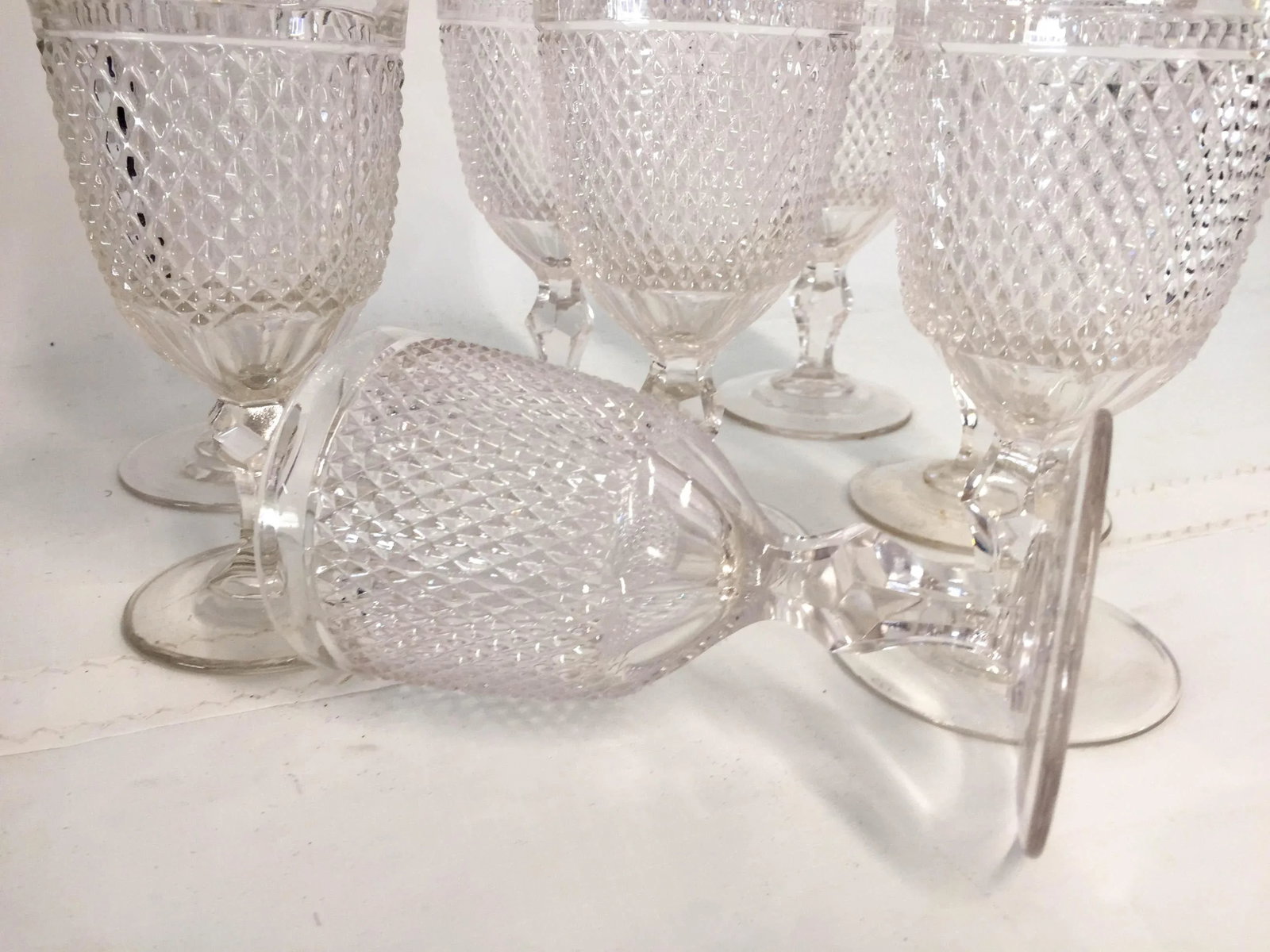 Vintage American Saw-Tooth Pattern Glass Goblets - Set of 8 - 5