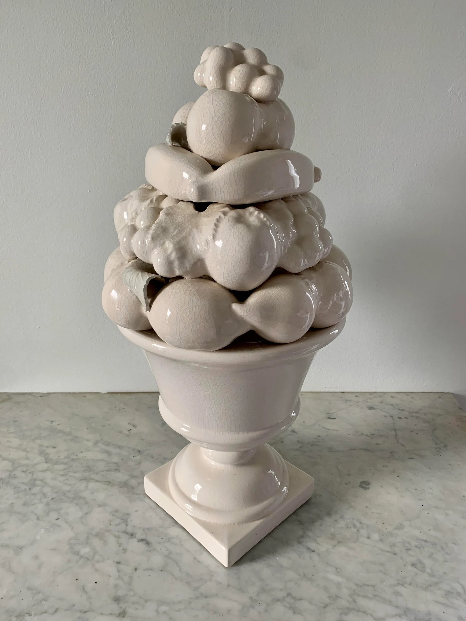 Mid-Century White Glazed Ceramic Fruit Topiary - 11