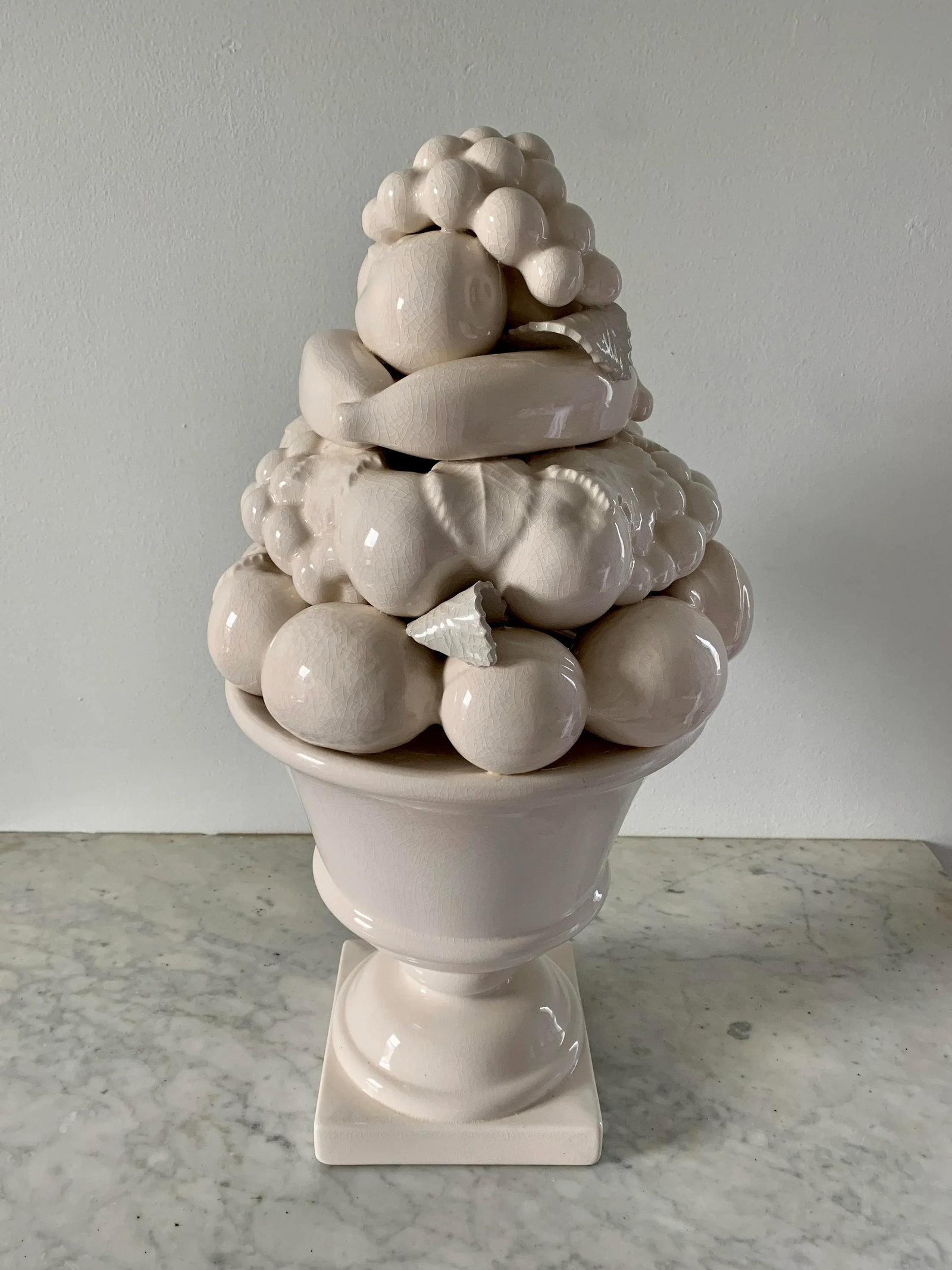 Mid-Century White Glazed Ceramic Fruit Topiary - 12