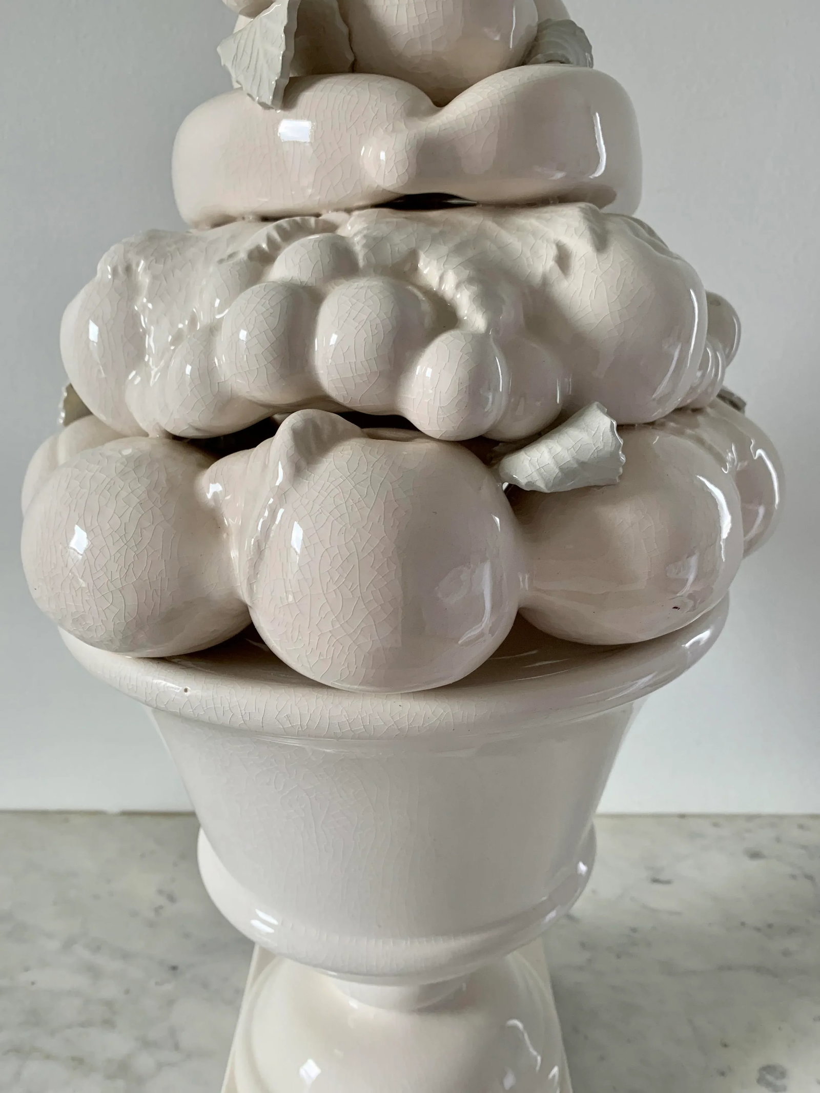 Mid-Century White Glazed Ceramic Fruit Topiary - 5