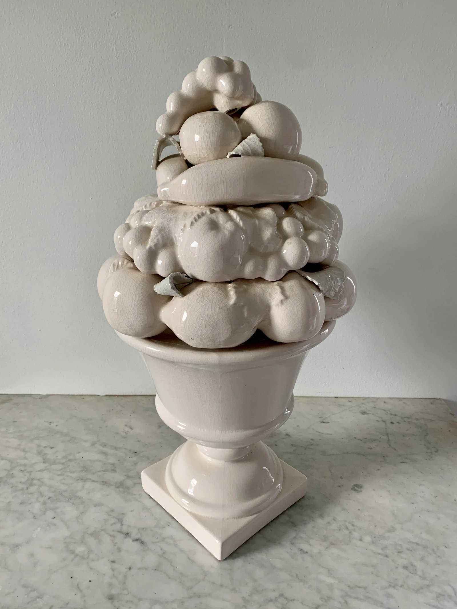 Mid-Century White Glazed Ceramic Fruit Topiary - 7