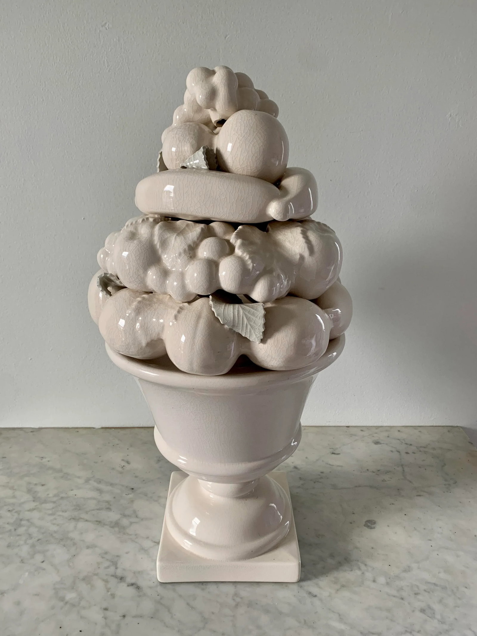 Mid-Century White Glazed Ceramic Fruit Topiary - 8