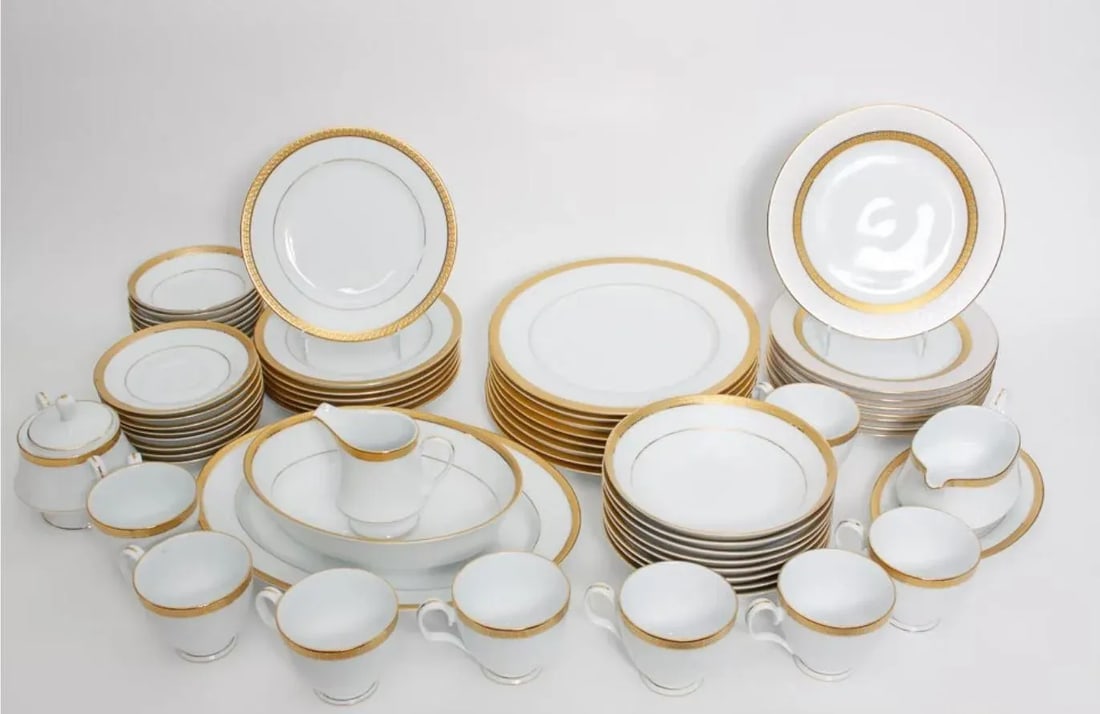 Classic White China Edged in Gold Noritake Metropolitan - 12