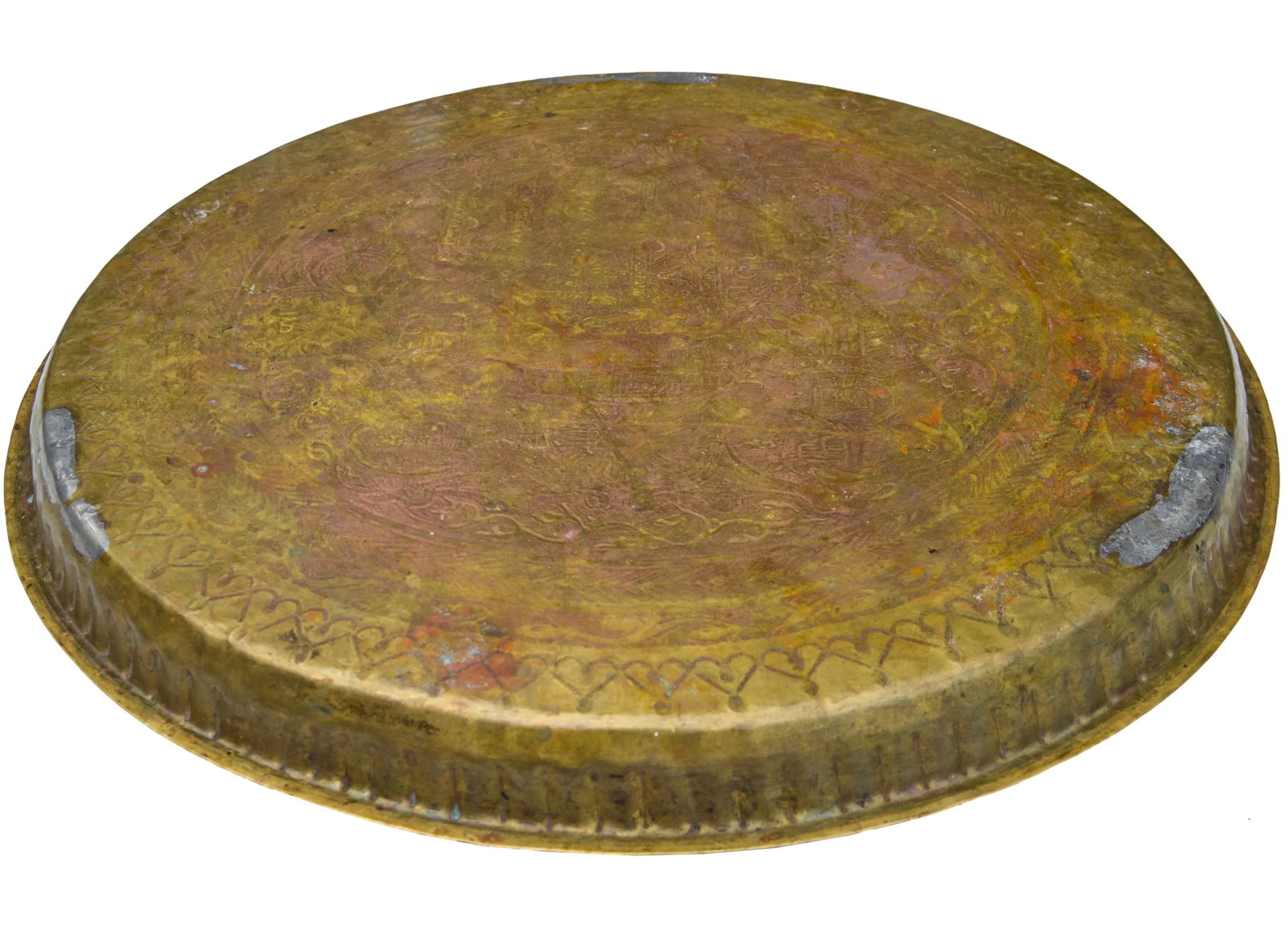 Antique Hand-Engraved Moorish Judaica Brass Tray - 7