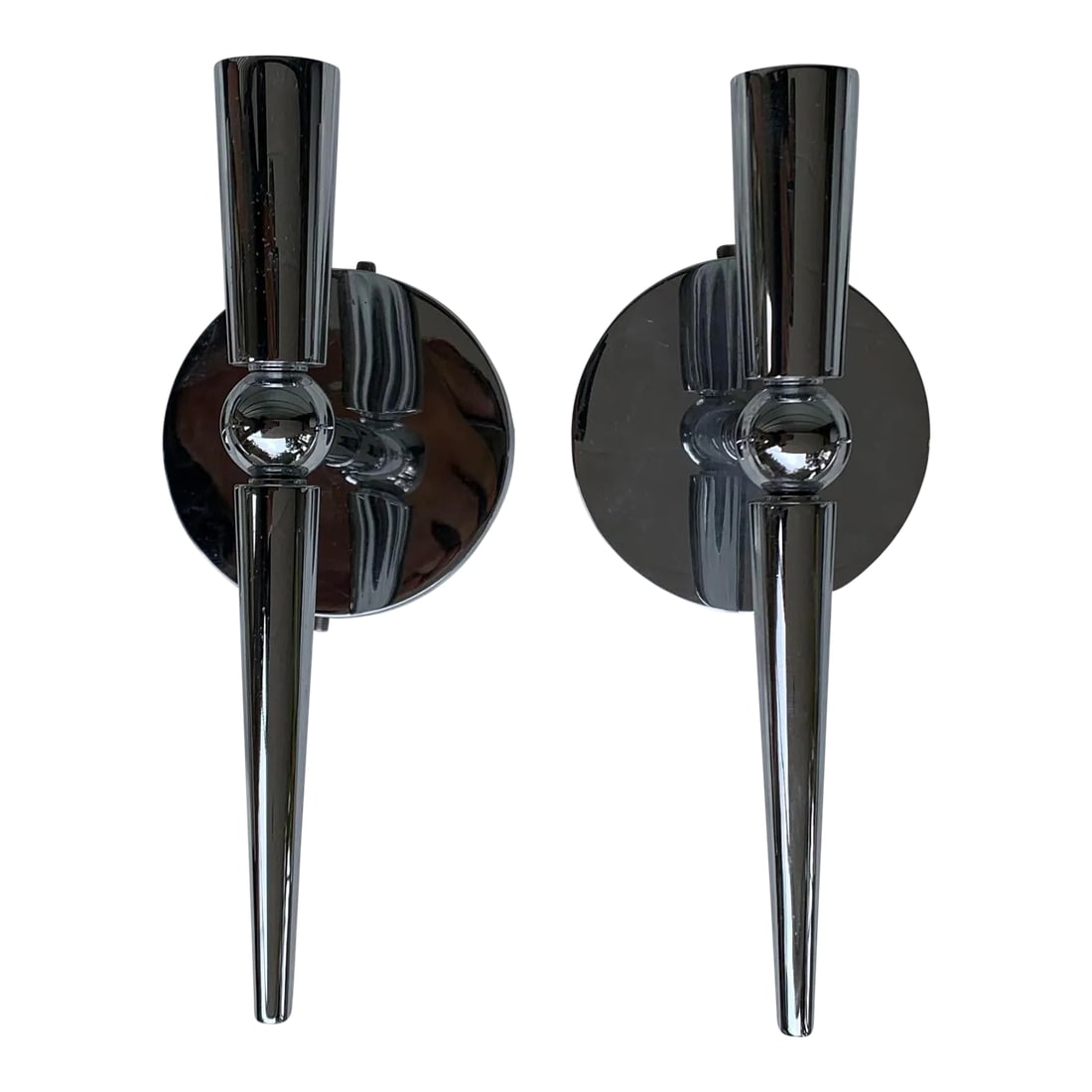 1998 Boyd Lighting Mid-Century Modern Nickel Sconces - Set of 2 (1 of 11)
