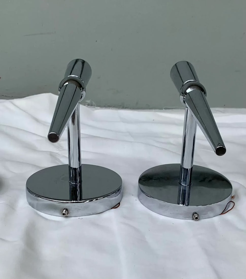 1998 Boyd Lighting Mid-Century Modern Nickel Sconces - Set of 2 - 3