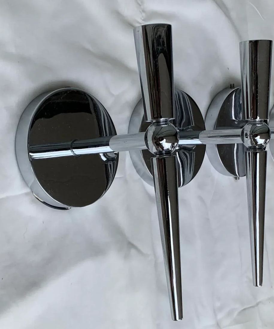 1998 Boyd Lighting Mid-Century Modern Nickel Sconces - Set of 2 - 5