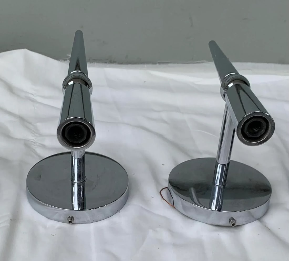 1998 Boyd Lighting Mid-Century Modern Nickel Sconces - Set of 2 - 7