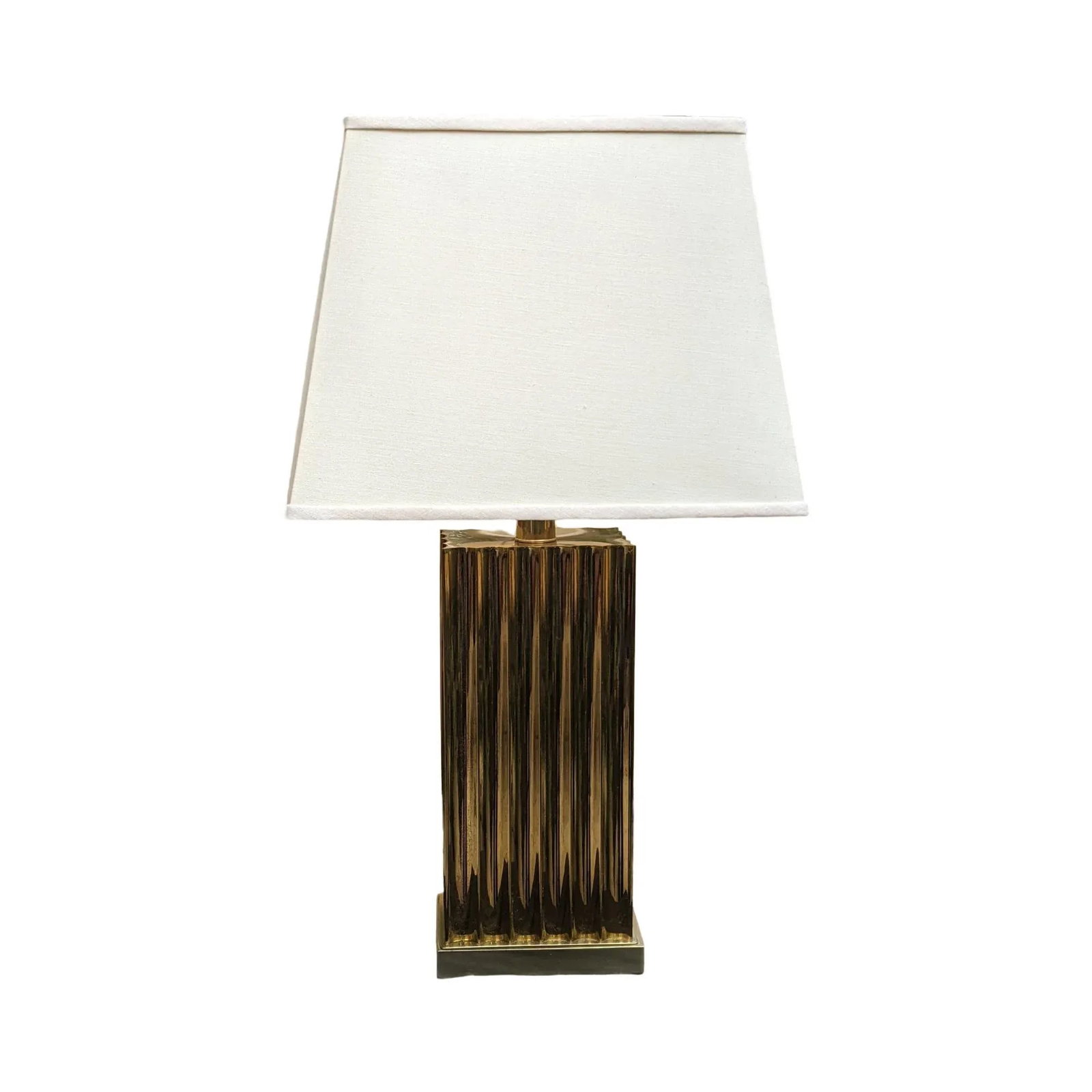 Vintage Retro 80s Brass Wavy Design Table Lamp - 10