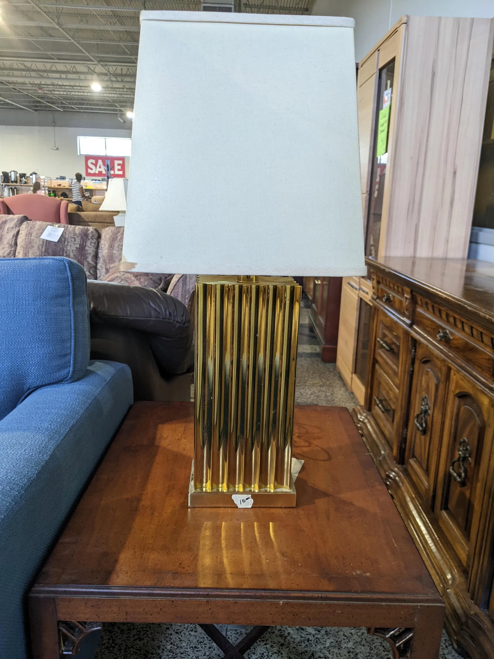 Vintage Retro 80s Brass Wavy Design Table Lamp - 12
