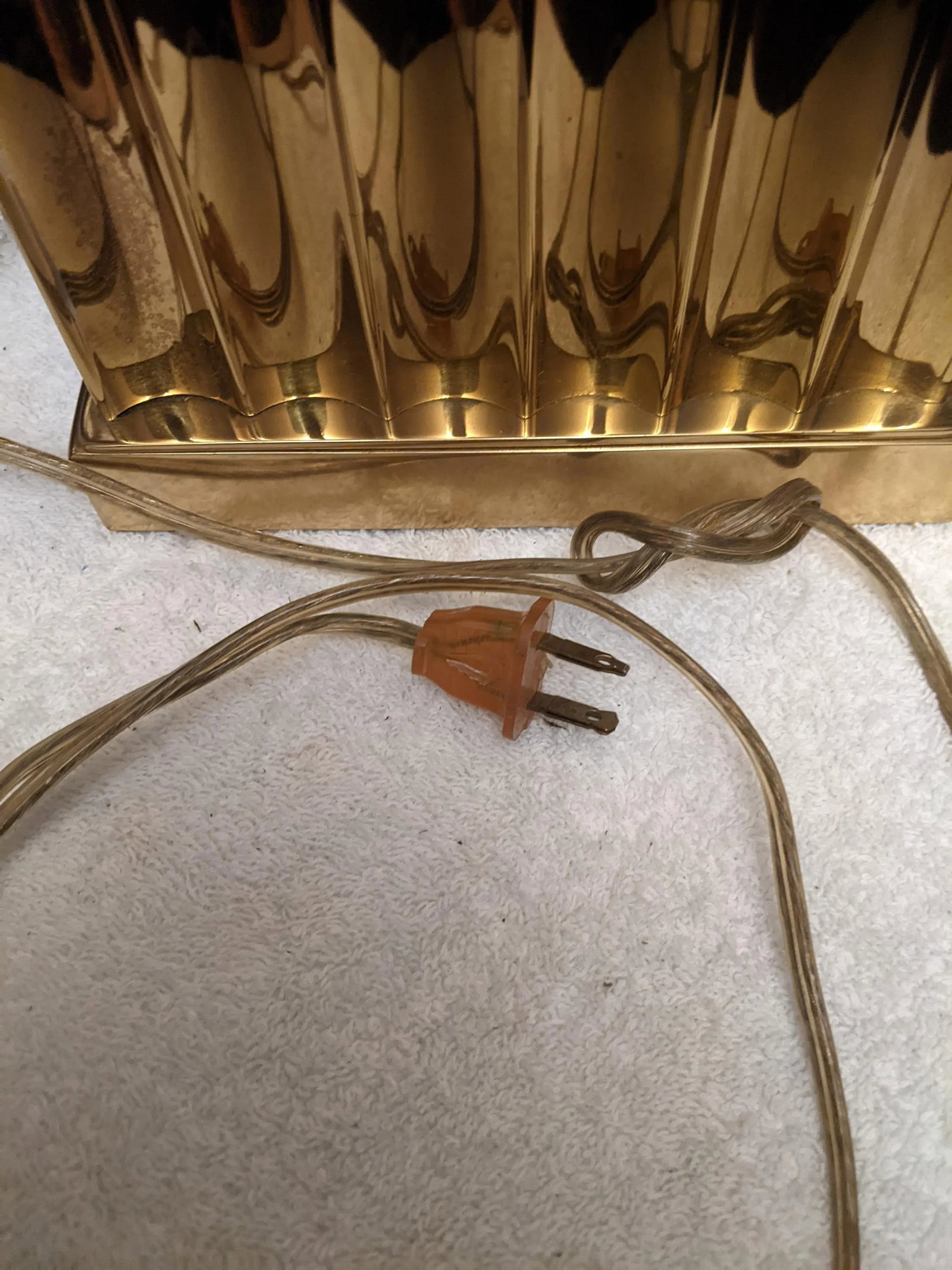 Vintage Retro 80s Brass Wavy Design Table Lamp - 7