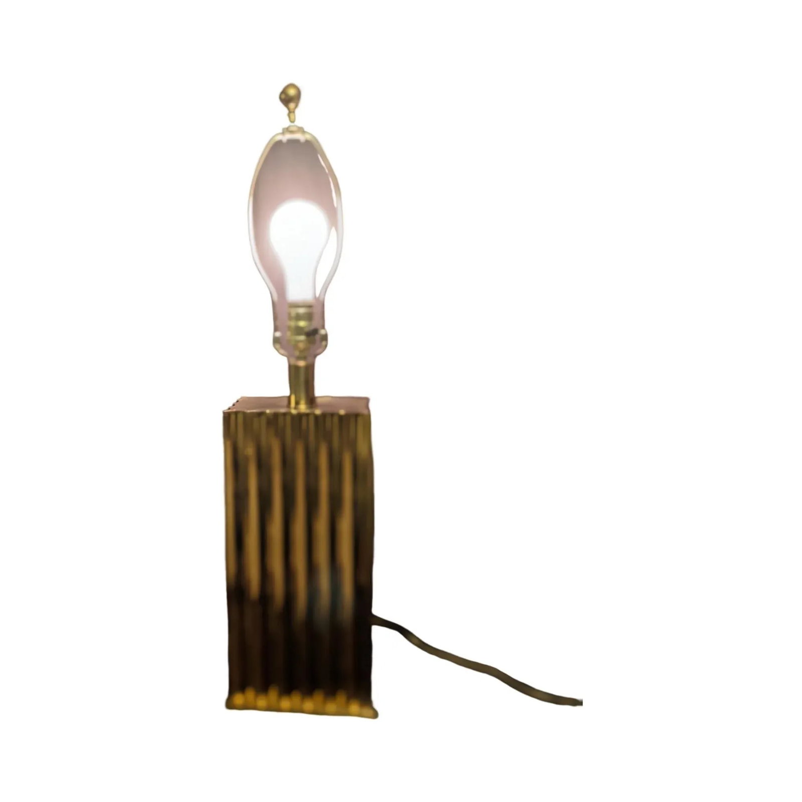 Vintage Retro 80s Brass Wavy Design Table Lamp - 8