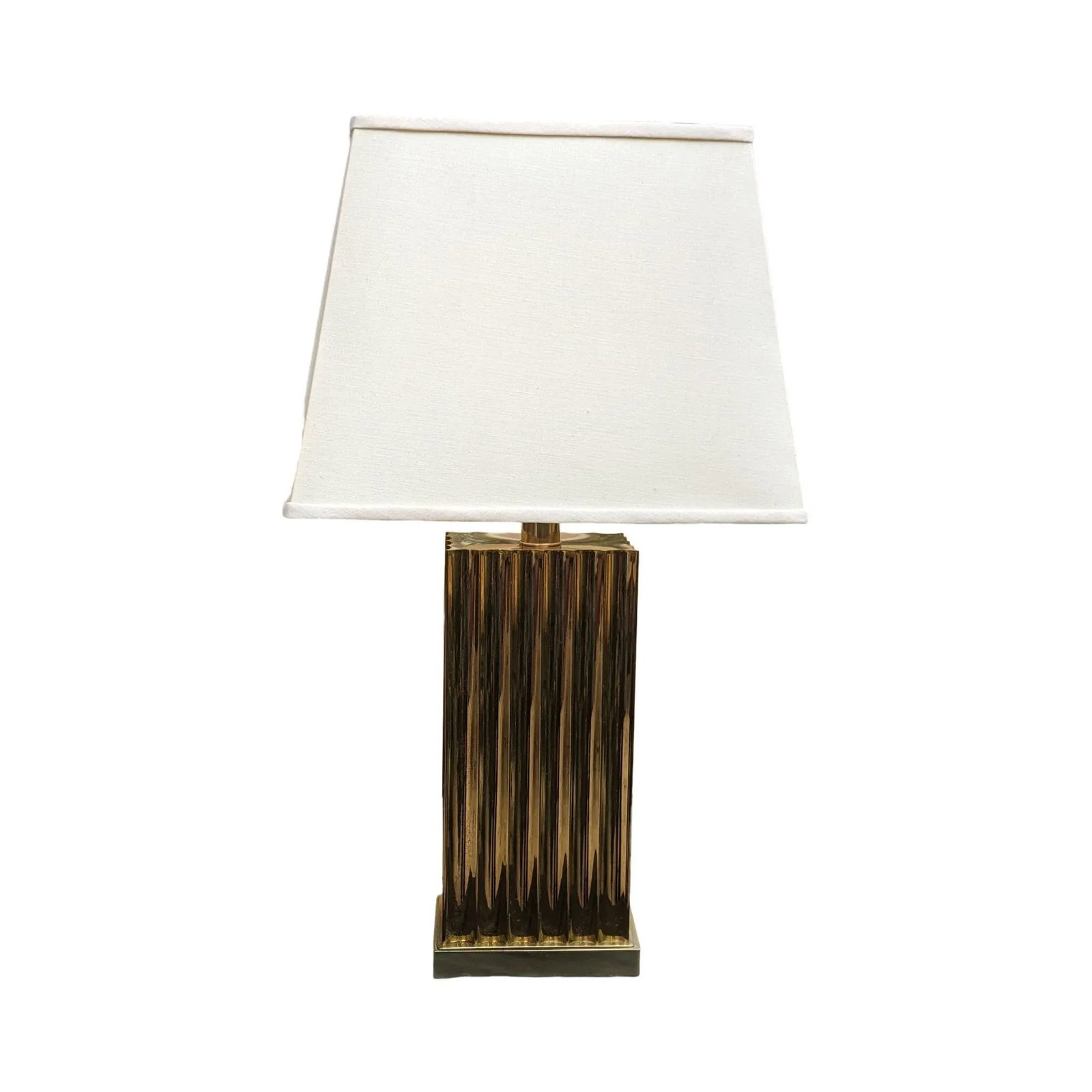 Vintage Retro 80s Brass Wavy Design Table Lamp - 9