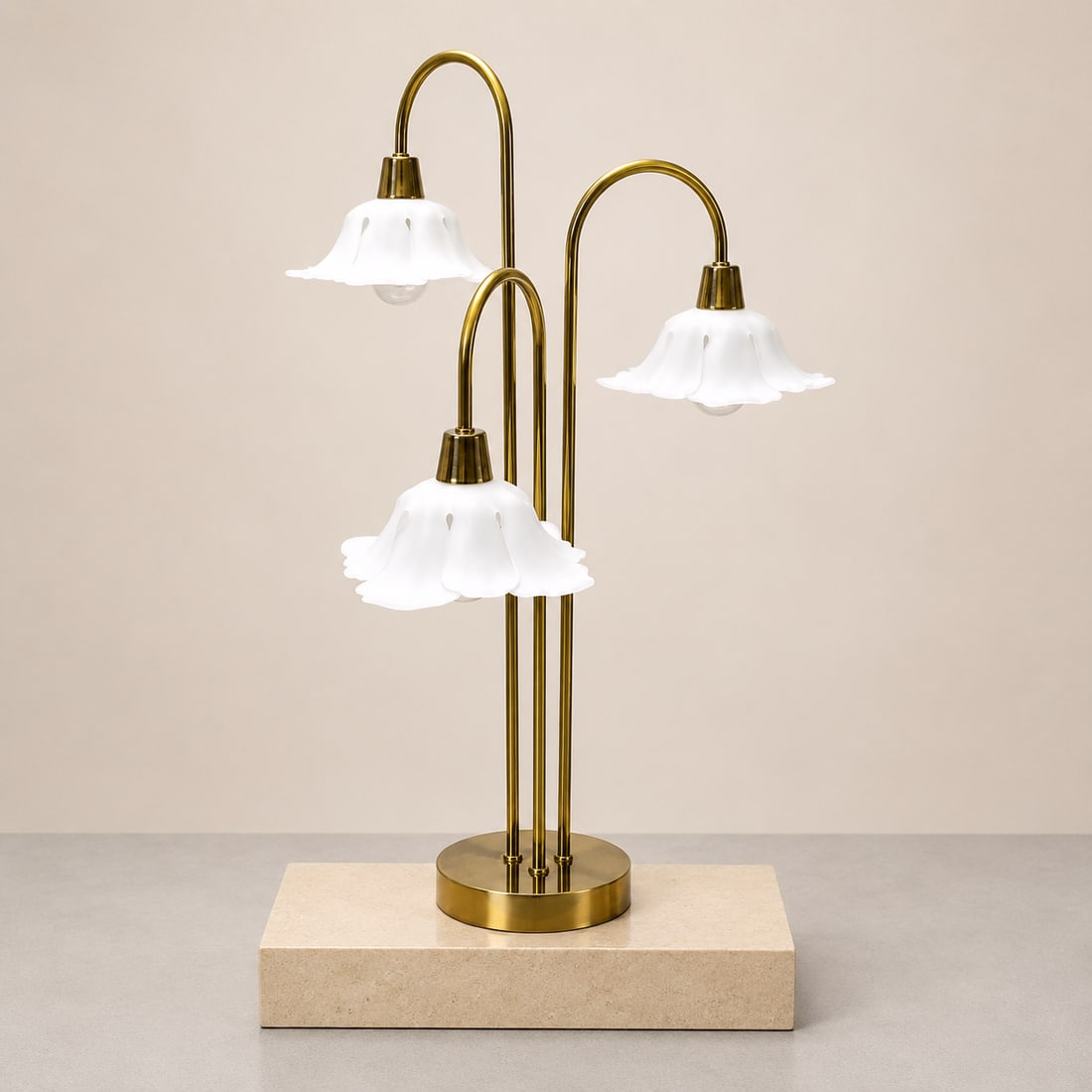 1960s Hollywood Regency Brass Waterfall Table Lamp - 2