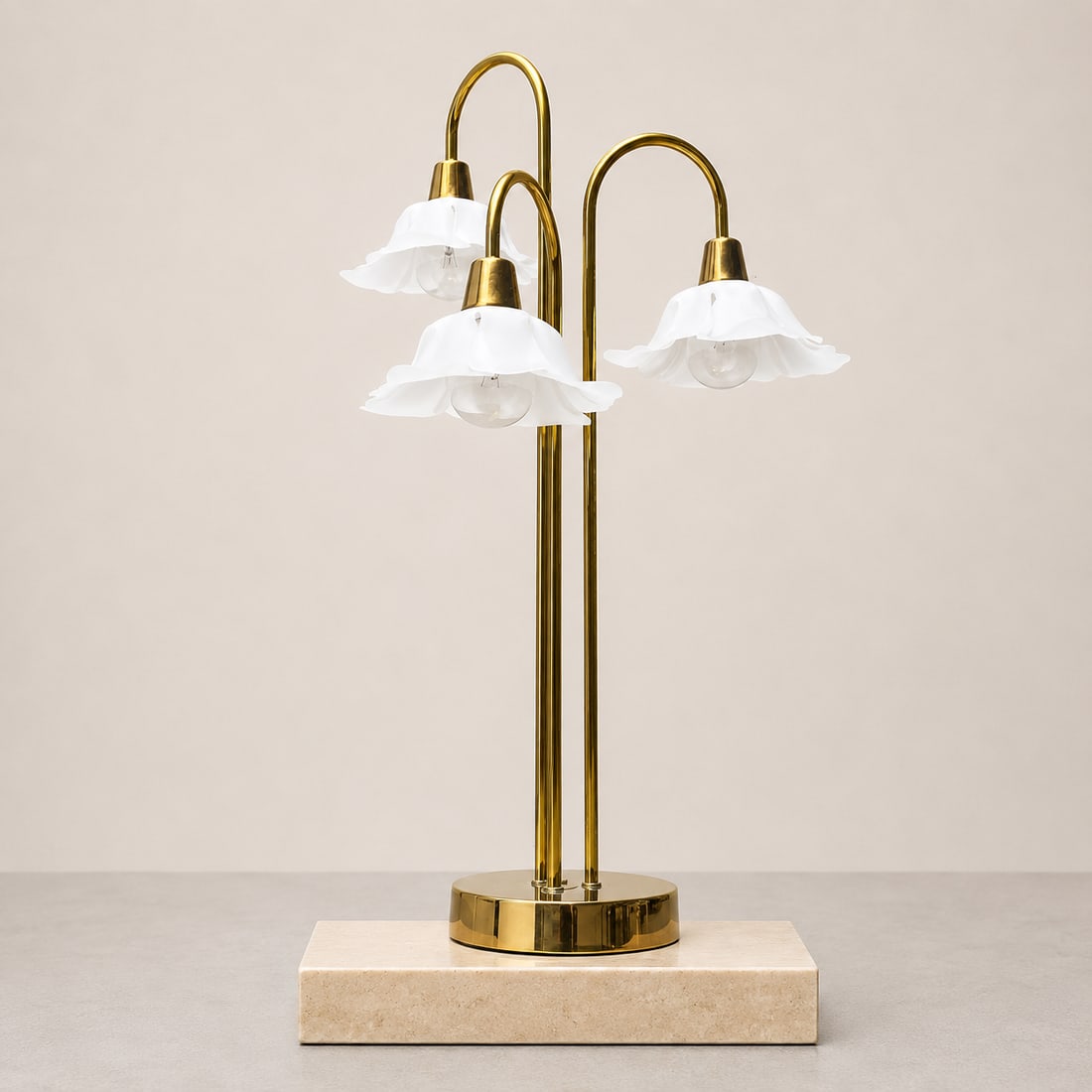 1960s Hollywood Regency Brass Waterfall Table Lamp - 3