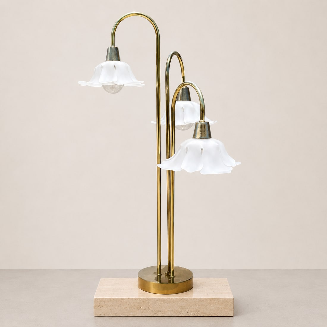 1960s Hollywood Regency Brass Waterfall Table Lamp - 4
