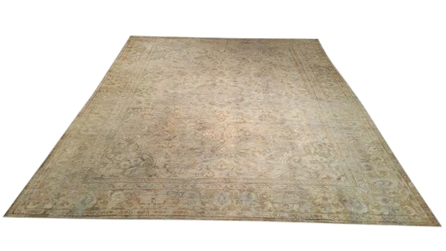 Vintage Persian Mahal Handmade Knotted - 9x12: Infuse a touch of beauty to high-traffic areas of your home with this durable Persian mahal rug in colors of gold, brown, blue. The rug is made of 100-percent wool handmade, making it durable against 