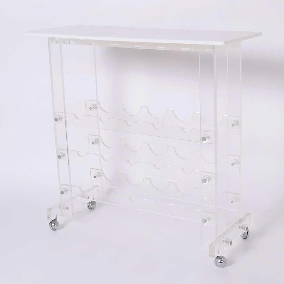 Mid Century Acrylic or Lucite Bar Cart Wine Rack - 10