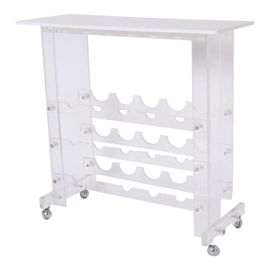 Mid Century Acrylic or Lucite Bar Cart Wine Rack (1 of 10)