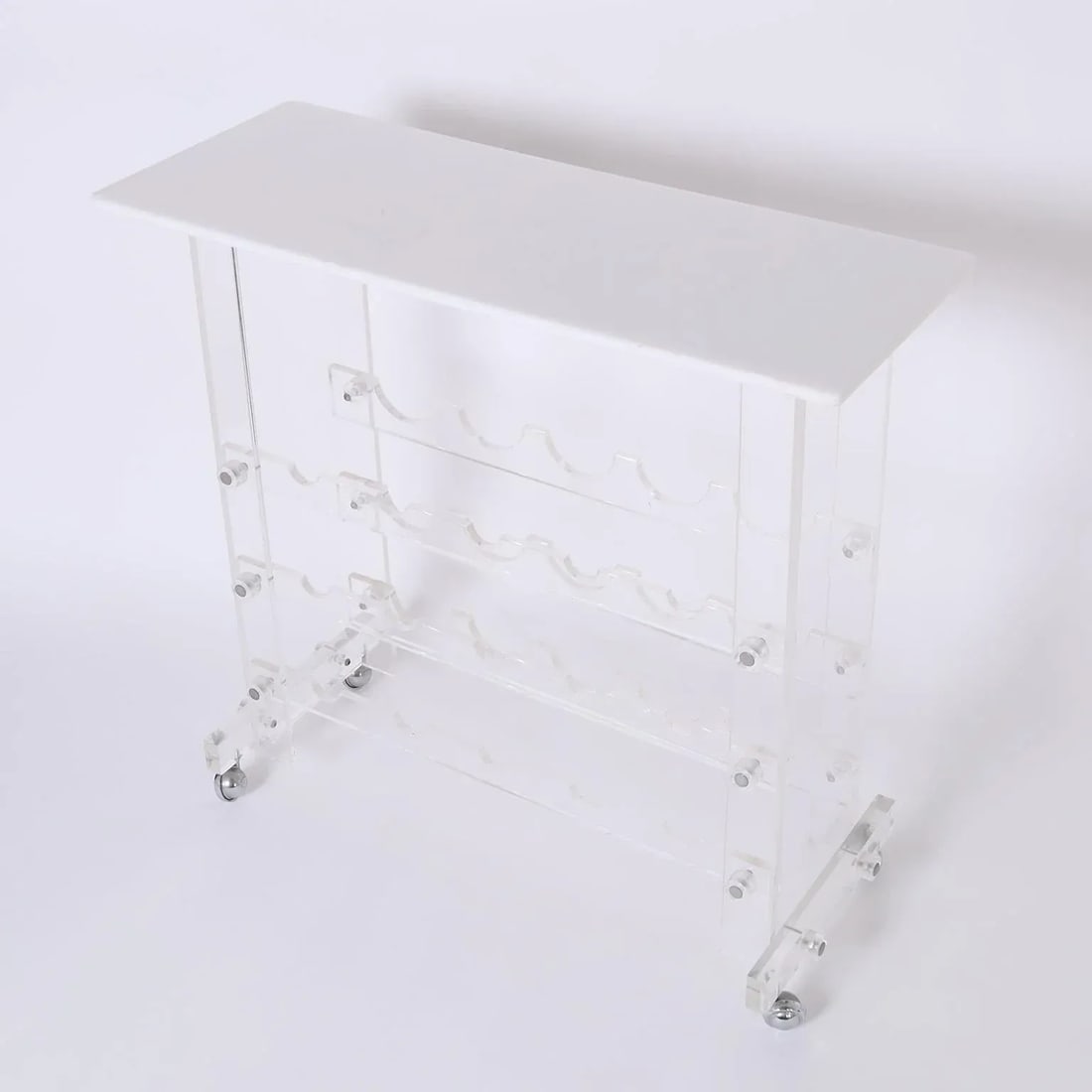 Mid Century Acrylic or Lucite Bar Cart Wine Rack - 2