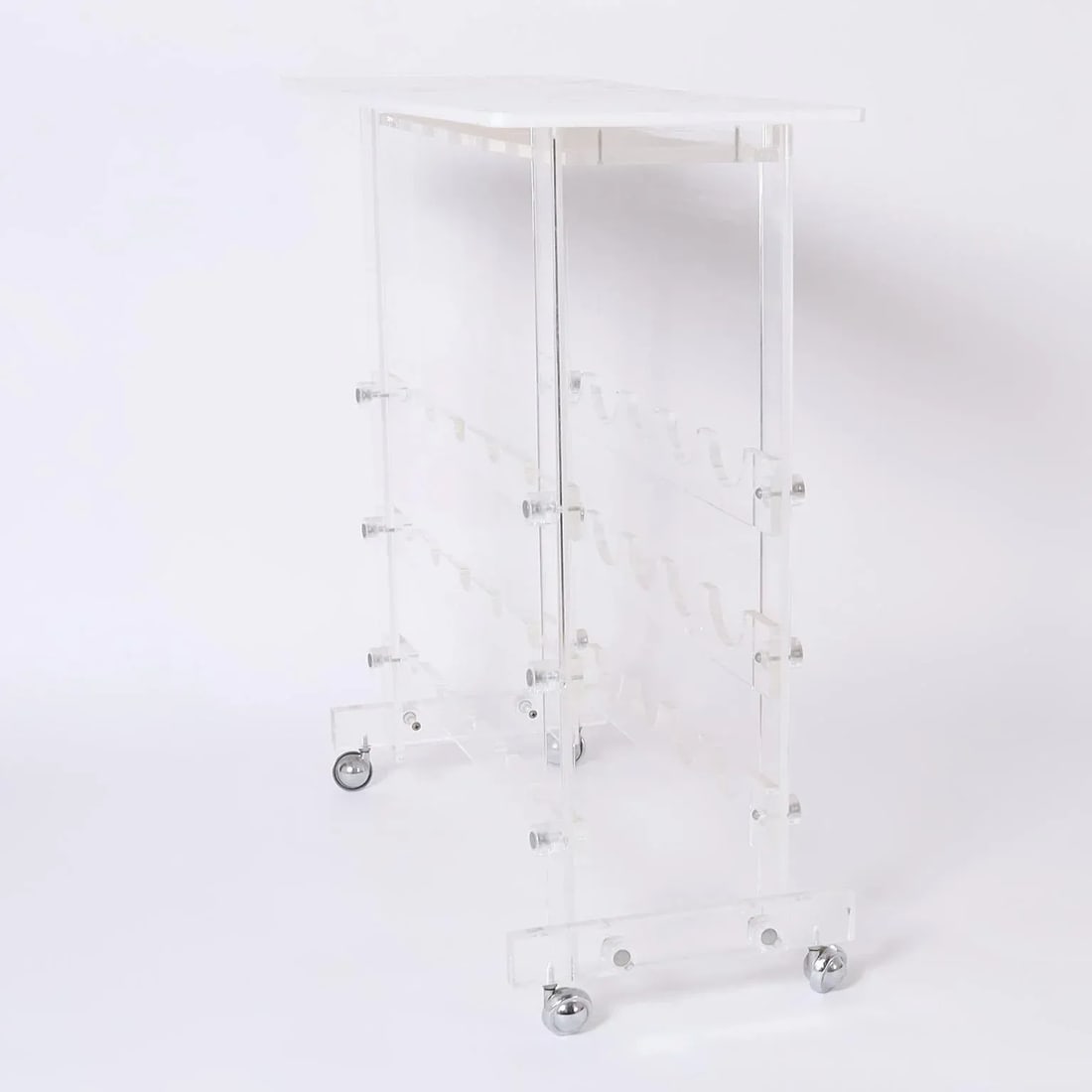 Mid Century Acrylic or Lucite Bar Cart Wine Rack - 3