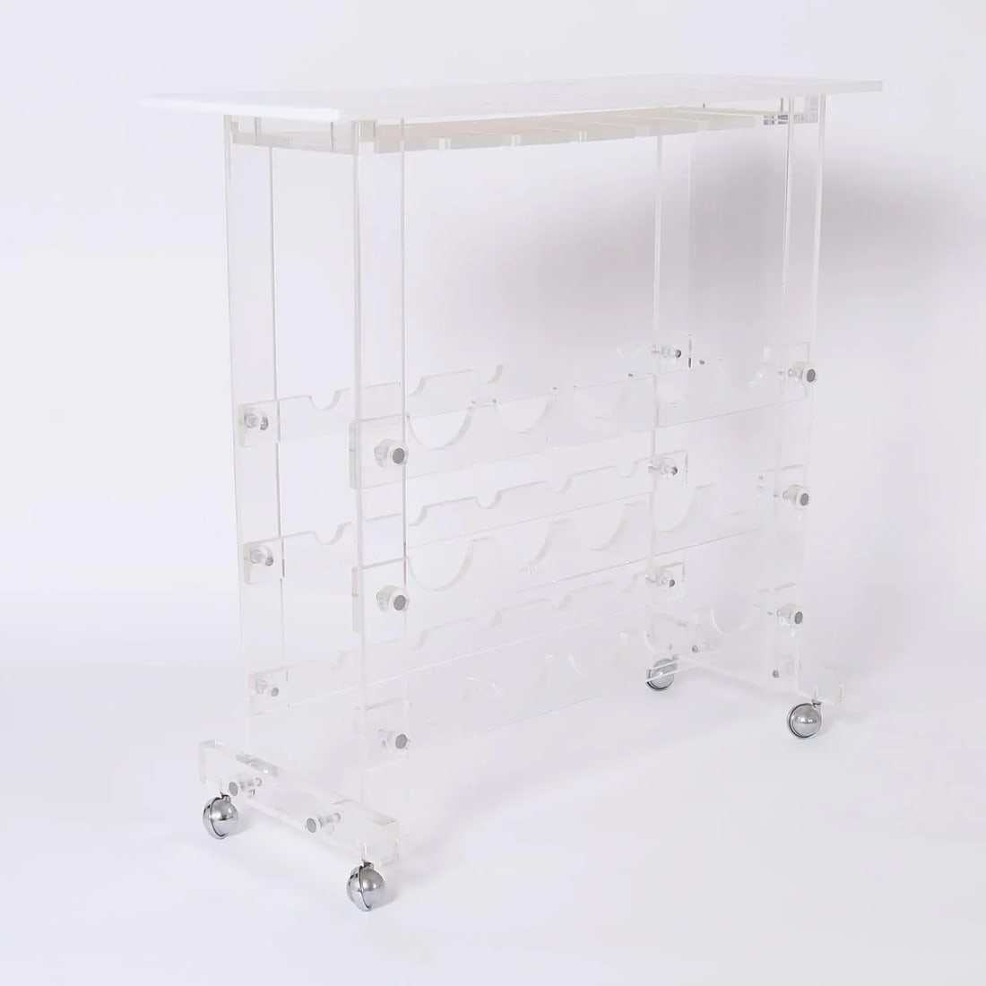 Mid Century Acrylic or Lucite Bar Cart Wine Rack - 4