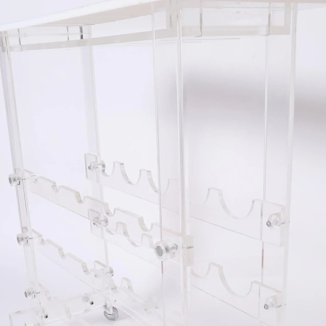 Mid Century Acrylic or Lucite Bar Cart Wine Rack - 5