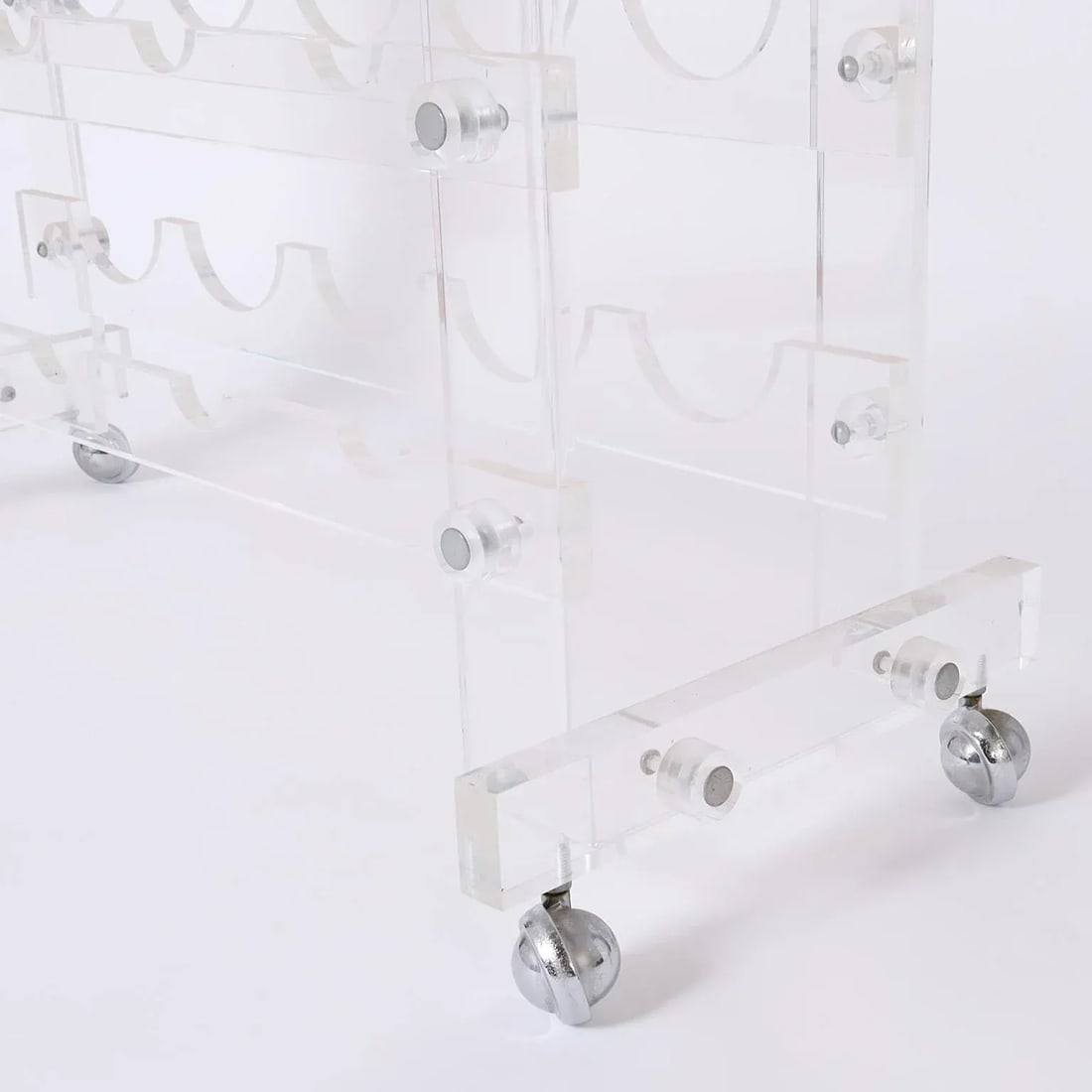 Mid Century Acrylic or Lucite Bar Cart Wine Rack - 6