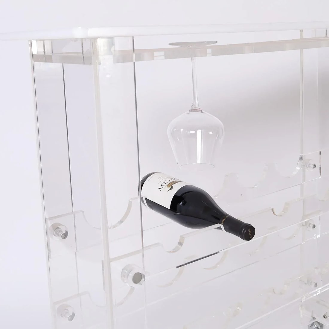 Mid Century Acrylic or Lucite Bar Cart Wine Rack - 7