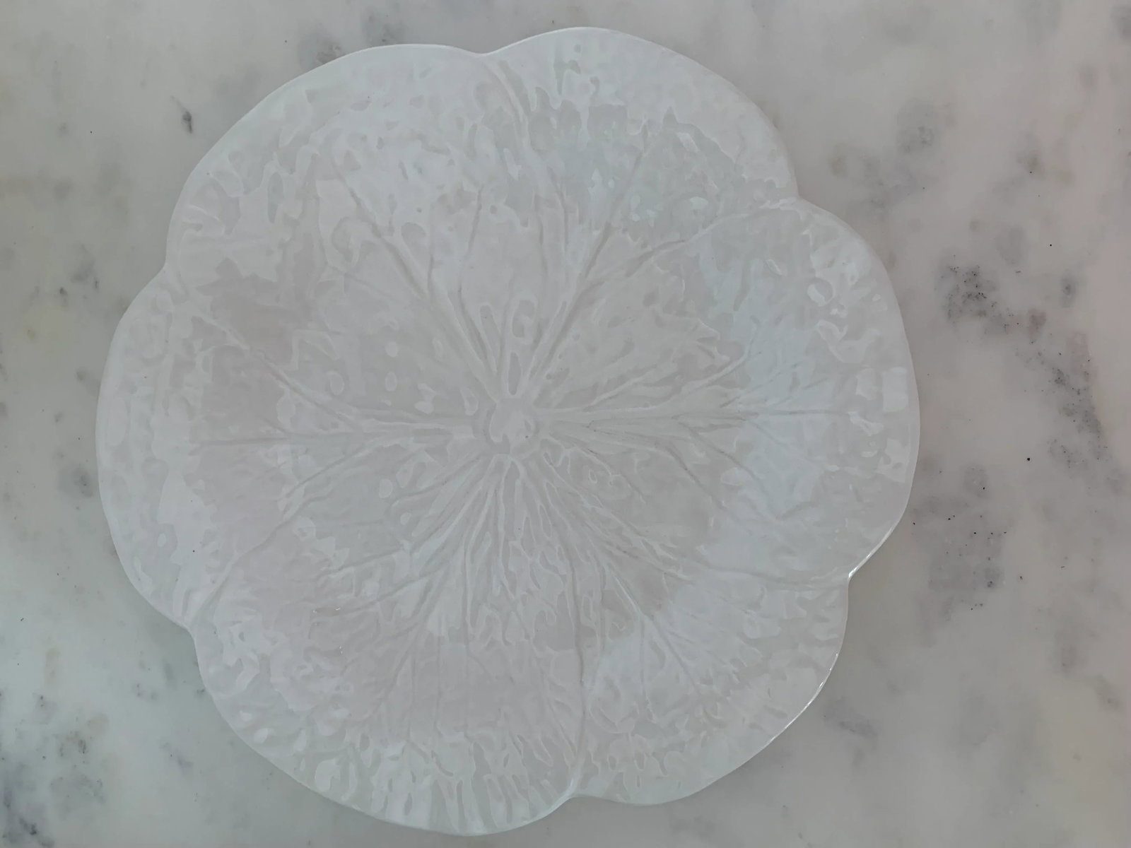 1980s Bordallo Pinheiro C. Rainha White Ceramic Cabbage Leaf Bowls- Set of 4 - 3