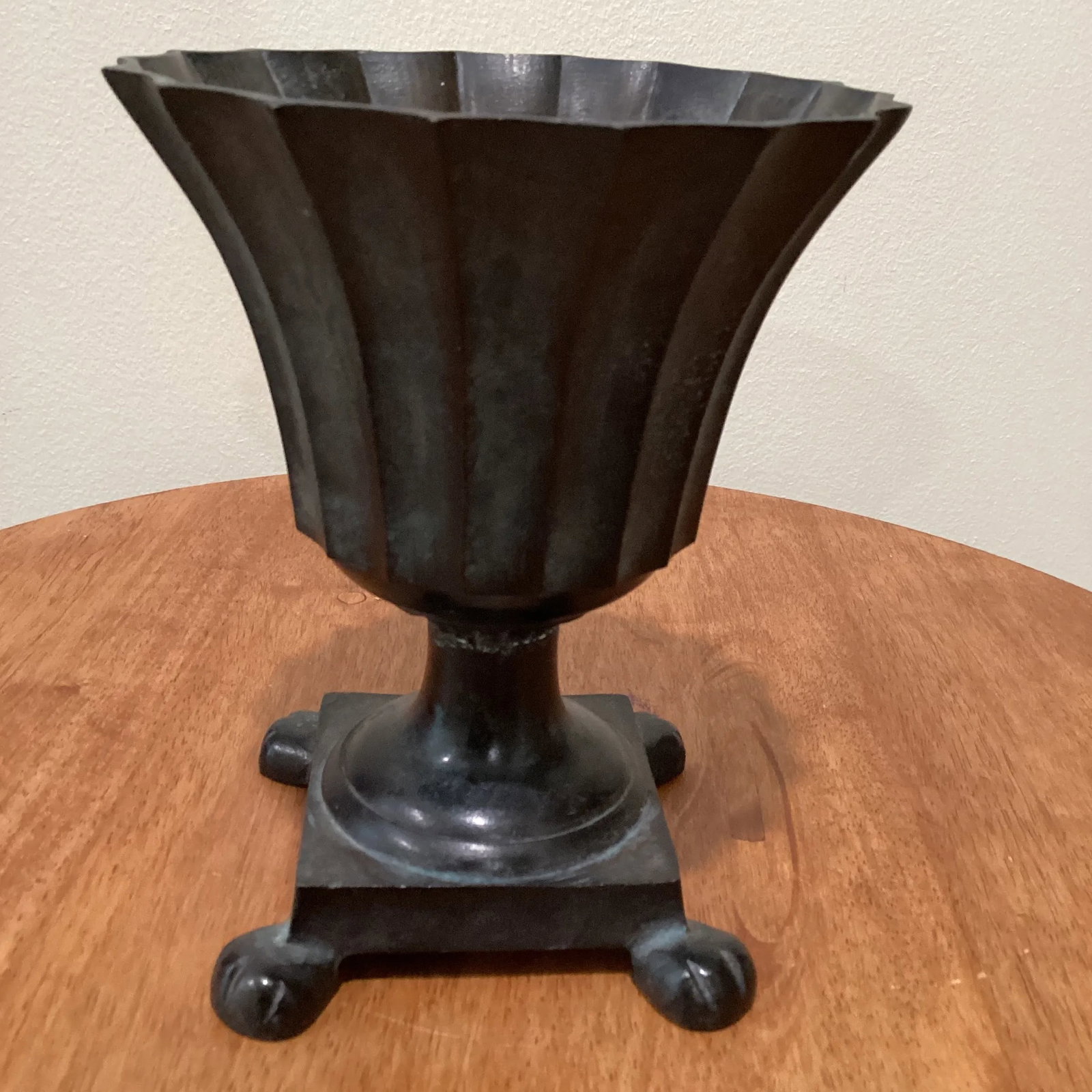 Mid 20th Century Vintage Bronze Brass Footed Urn Planter - 13