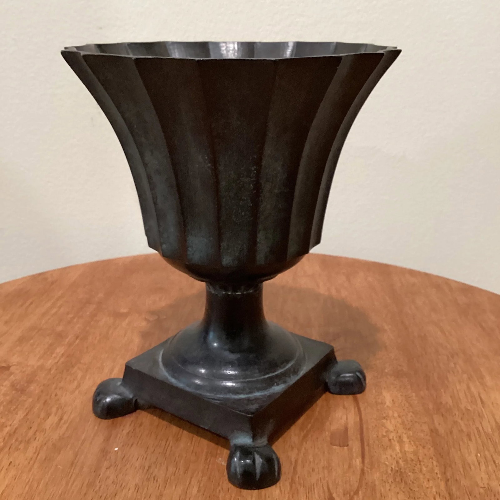 Mid 20th Century Vintage Bronze Brass Footed Urn Planter - 9