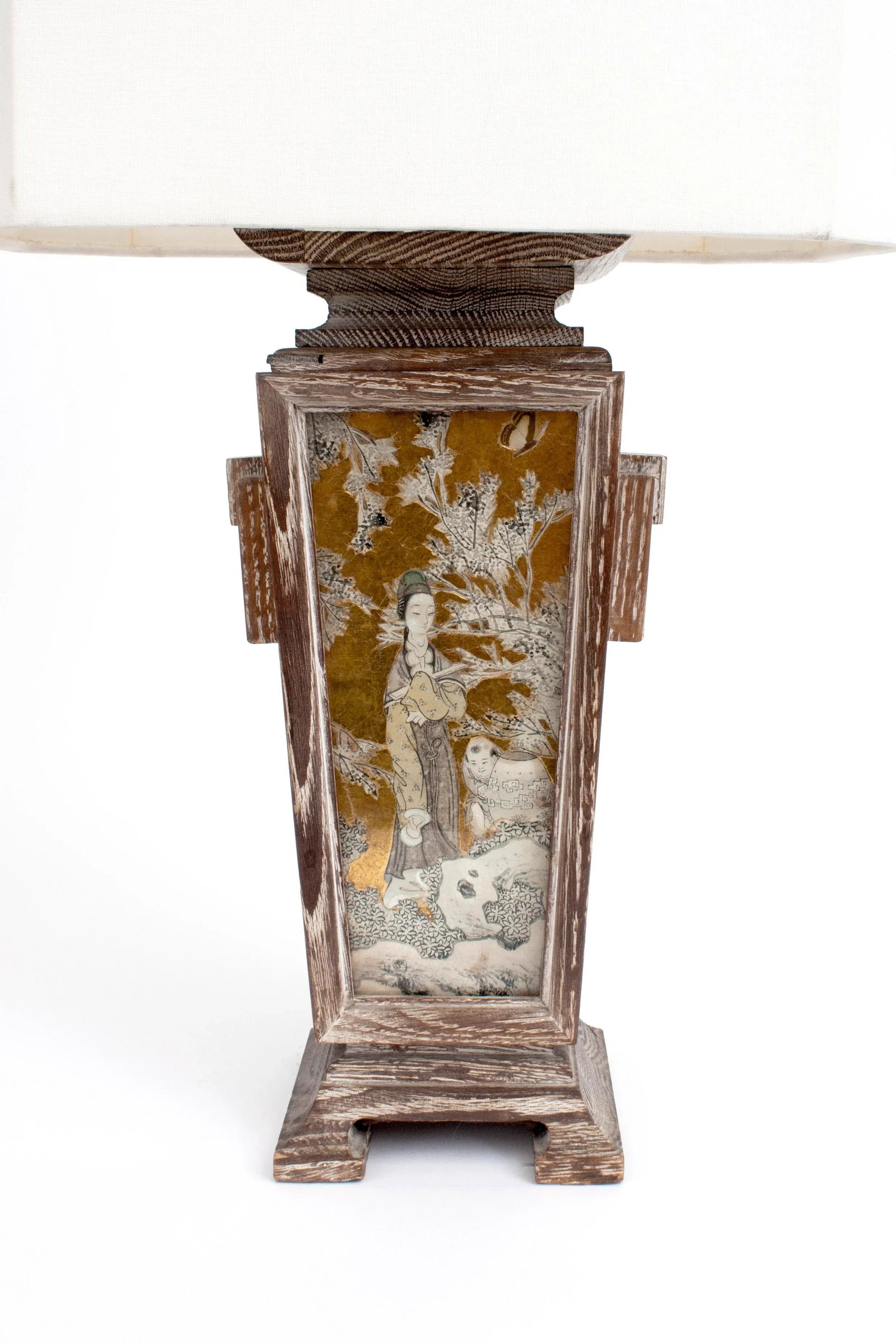 James Mont Asian Cerused Oak Lamp - 2