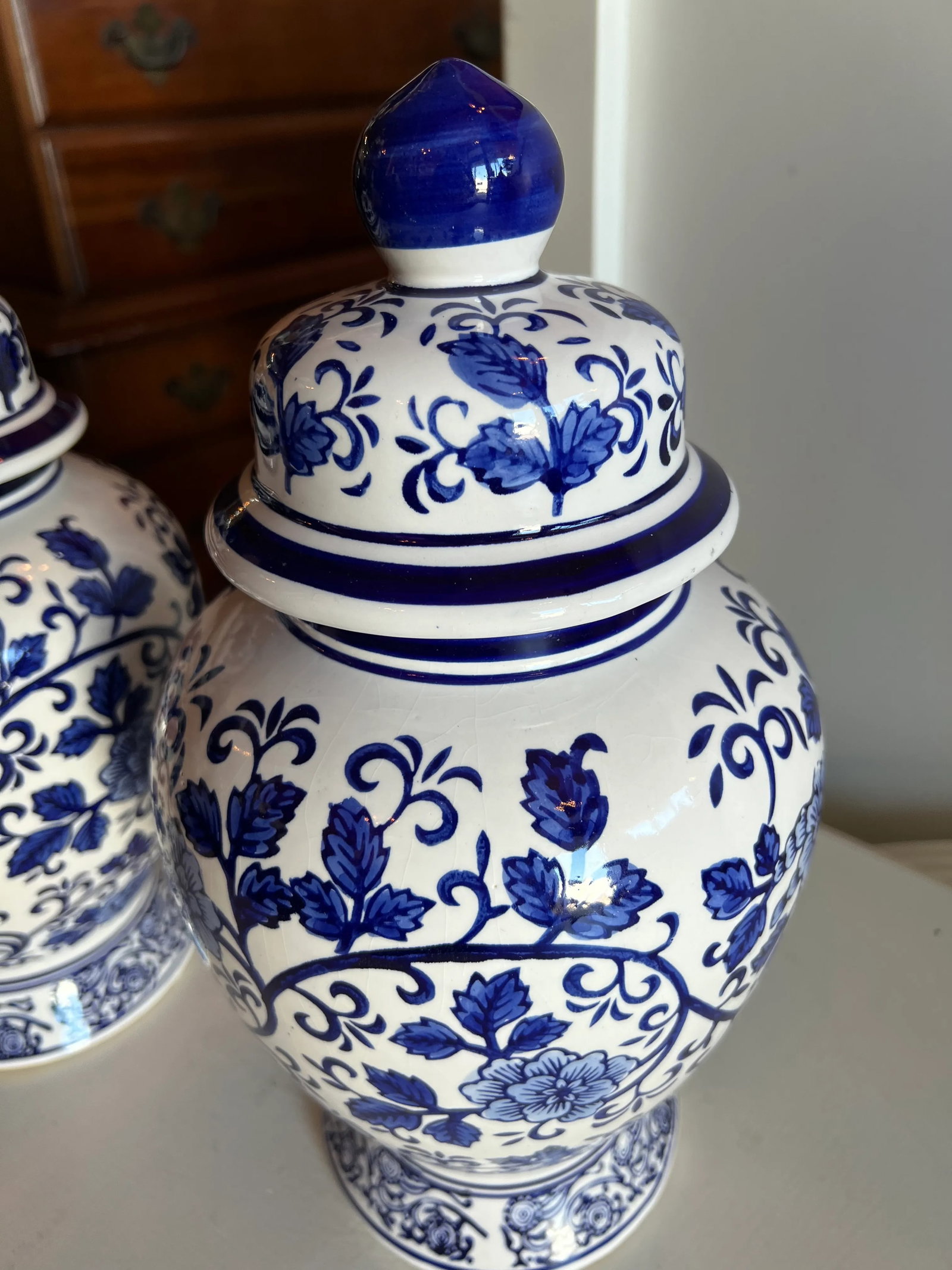1990s Blue and White Ginger Jars - Set of 2 - 3
