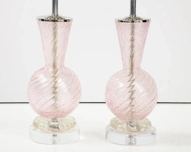 Pair of Pink Barovier Murano Glass Lamps - 5