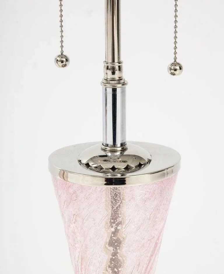 Pair of Pink Barovier Murano Glass Lamps - 7