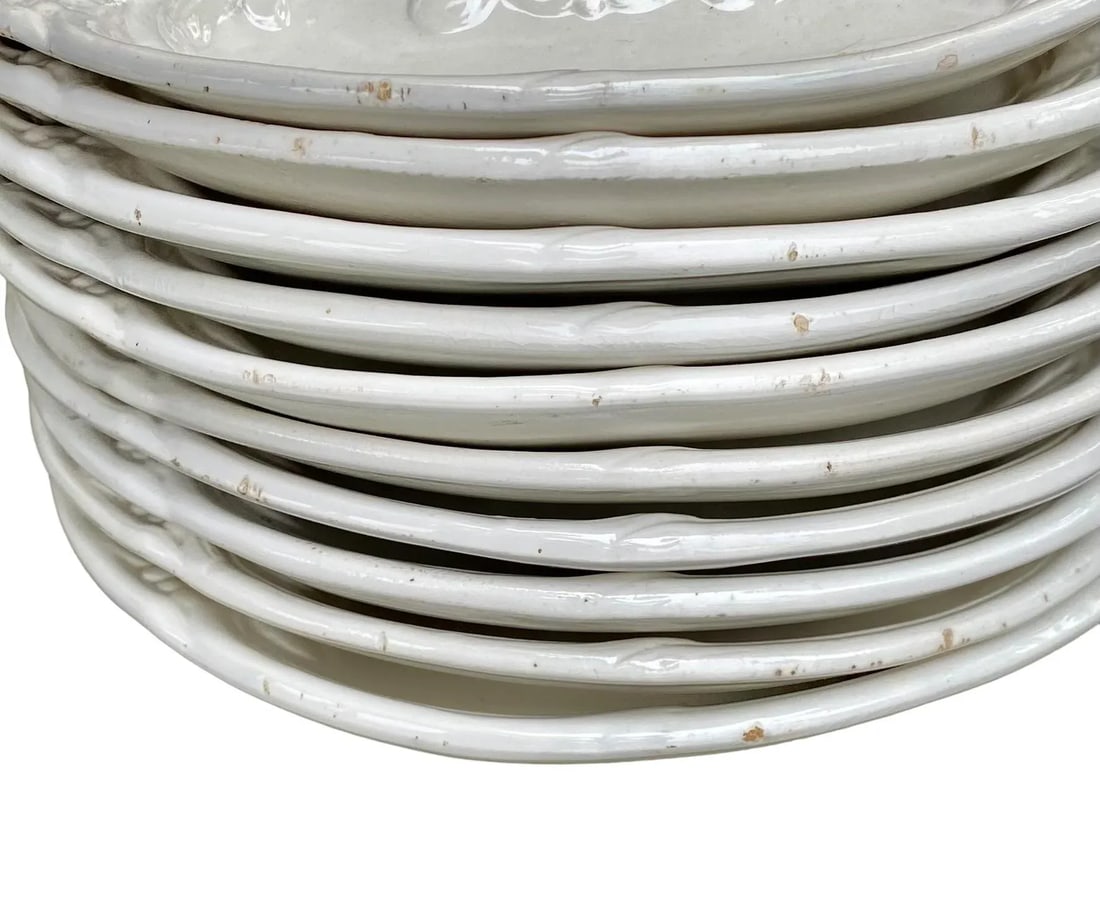 Antique French Faience Artichoke Plates- Set of 10 - 10