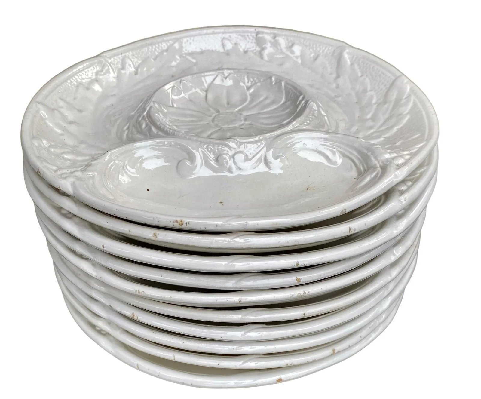Antique French Faience Artichoke Plates- Set of 10 - 7